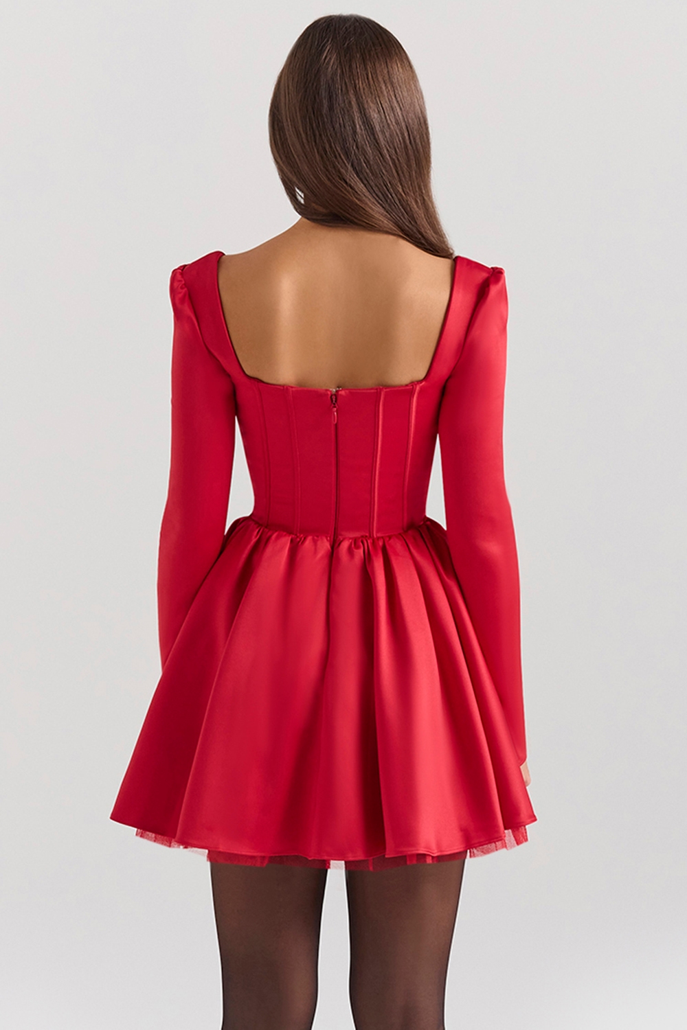 Nina  Holly Red Removable Bow Tulle Mini Dress — image 10