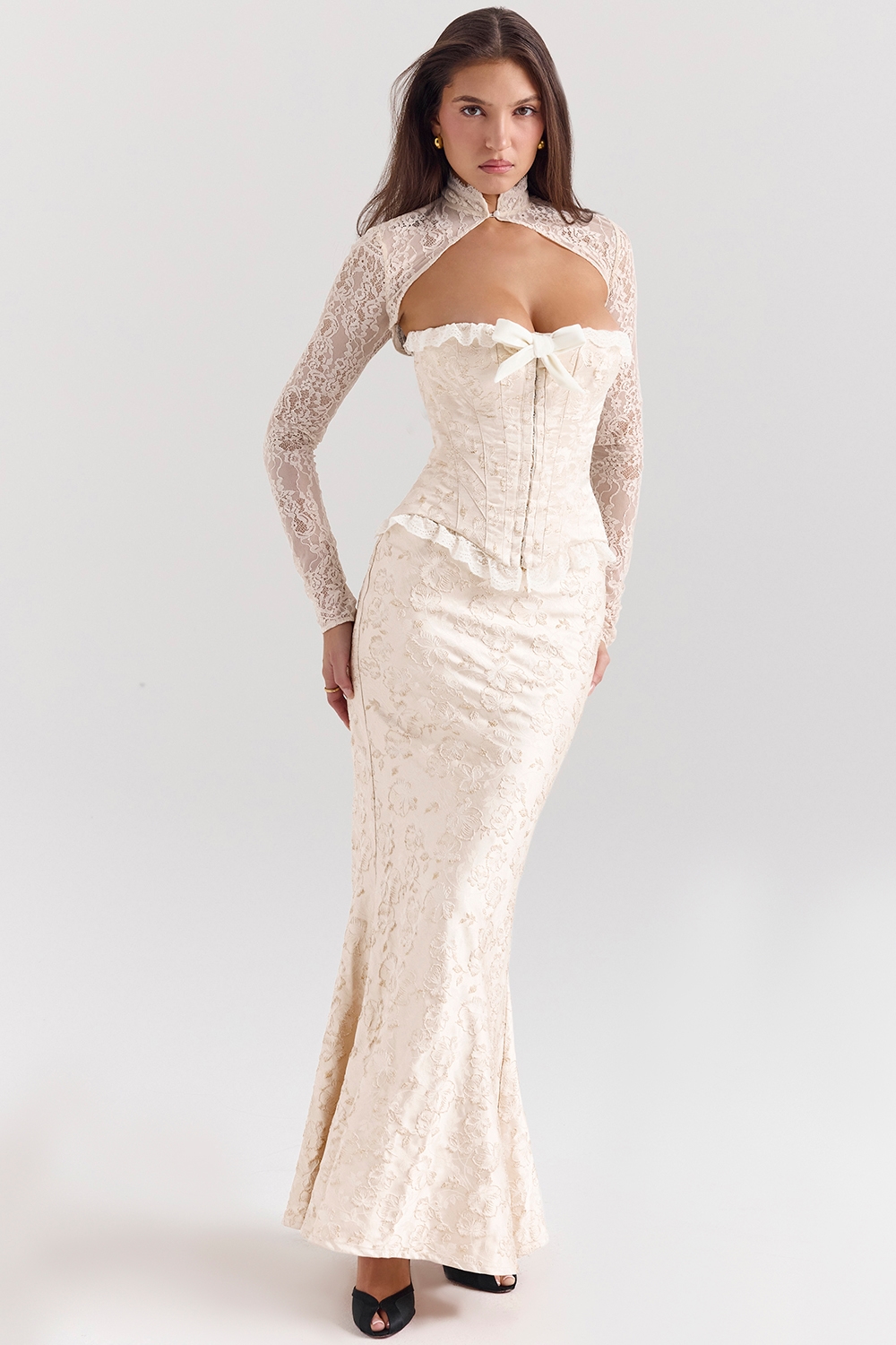 Perdita  Ivory Metallic Jacquard Corset & Bolero — image 3
