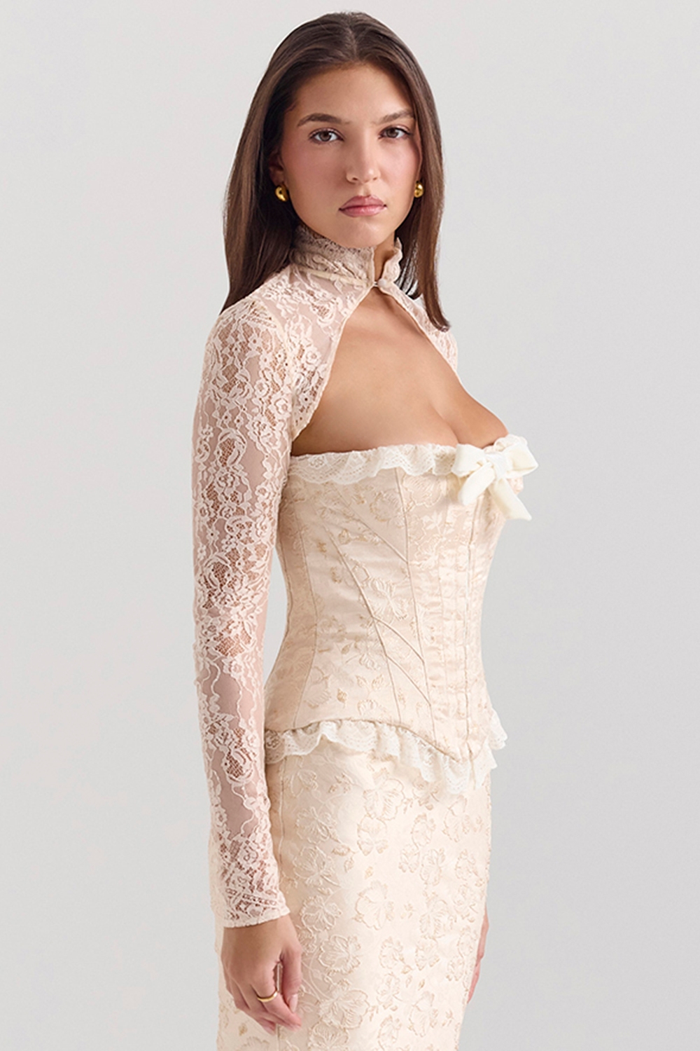 Perdita  Ivory Metallic Jacquard Corset & Bolero — image 6