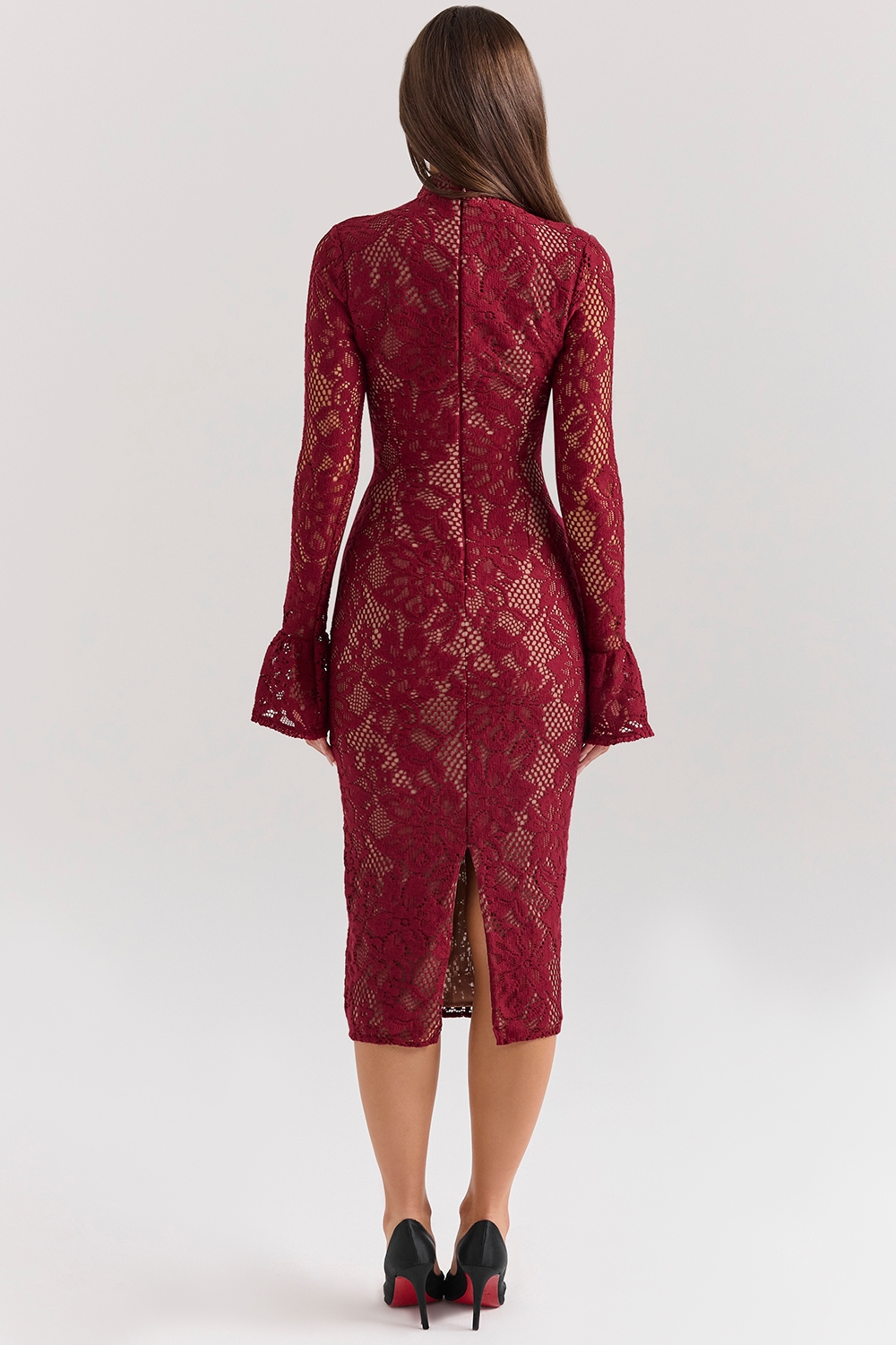 Pierette  Berry Lace Midi Dress — image 6