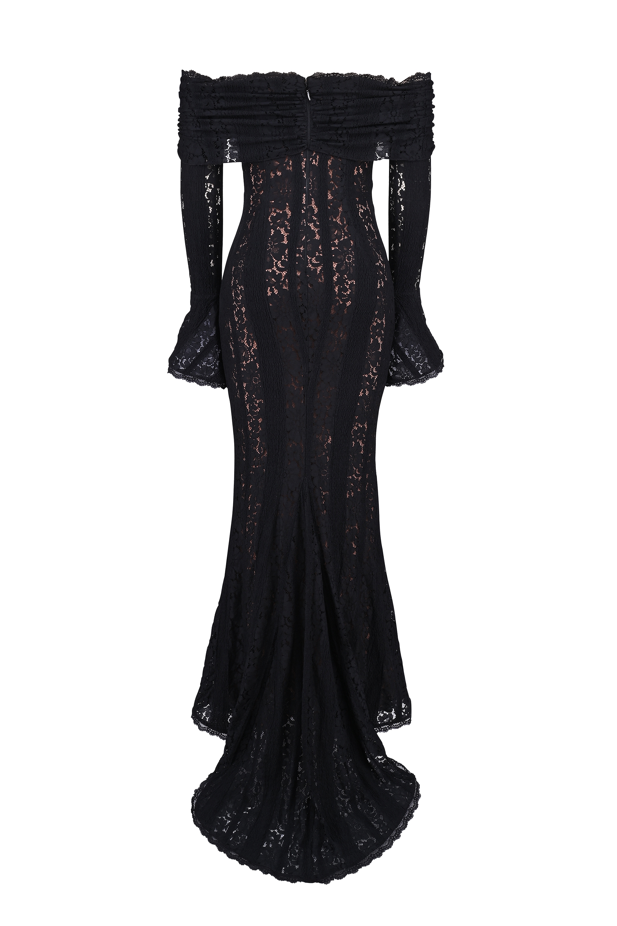 Belle  Black Off Shoulder Floral Lace Maxi Dress — image 15
