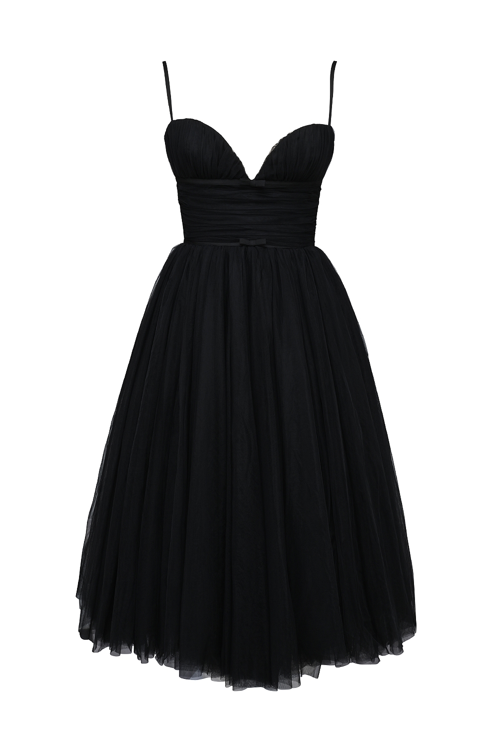 Countess  Black Tulle Ruched Bodice Midi Dress — image 8