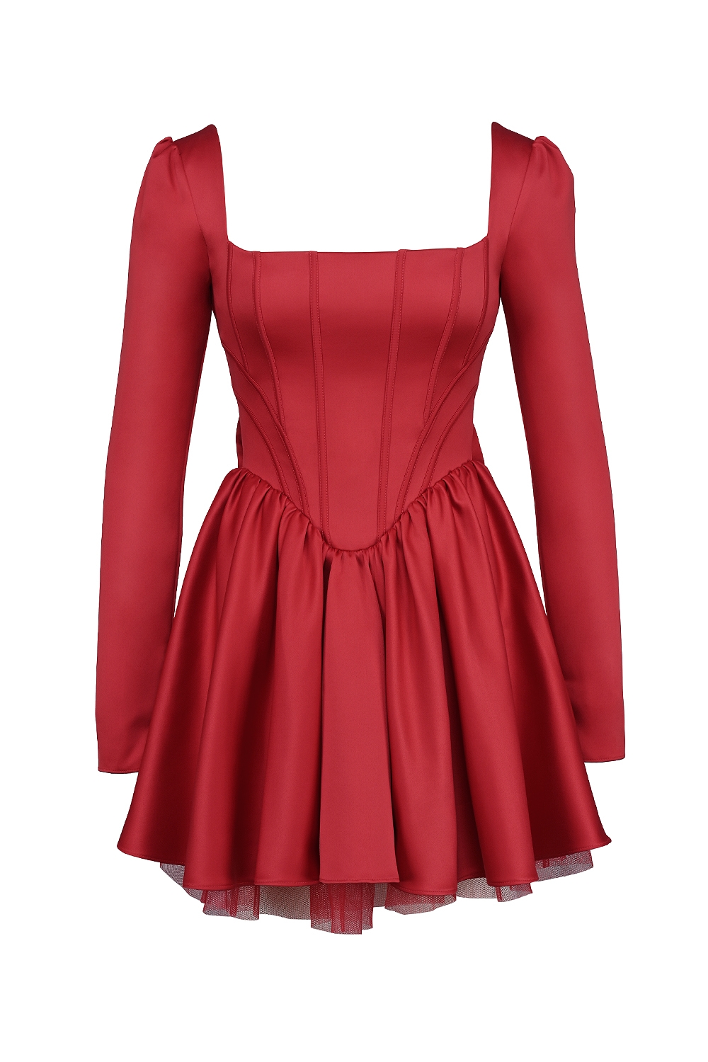Nina  Holly Red Removable Bow Tulle Mini Dress — image 15