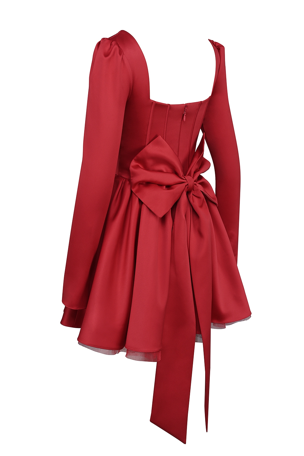 Nina  Holly Red Removable Bow Tulle Mini Dress — image 16