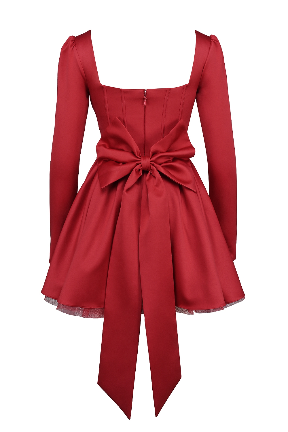 Nina  Holly Red Removable Bow Tulle Mini Dress — image 17