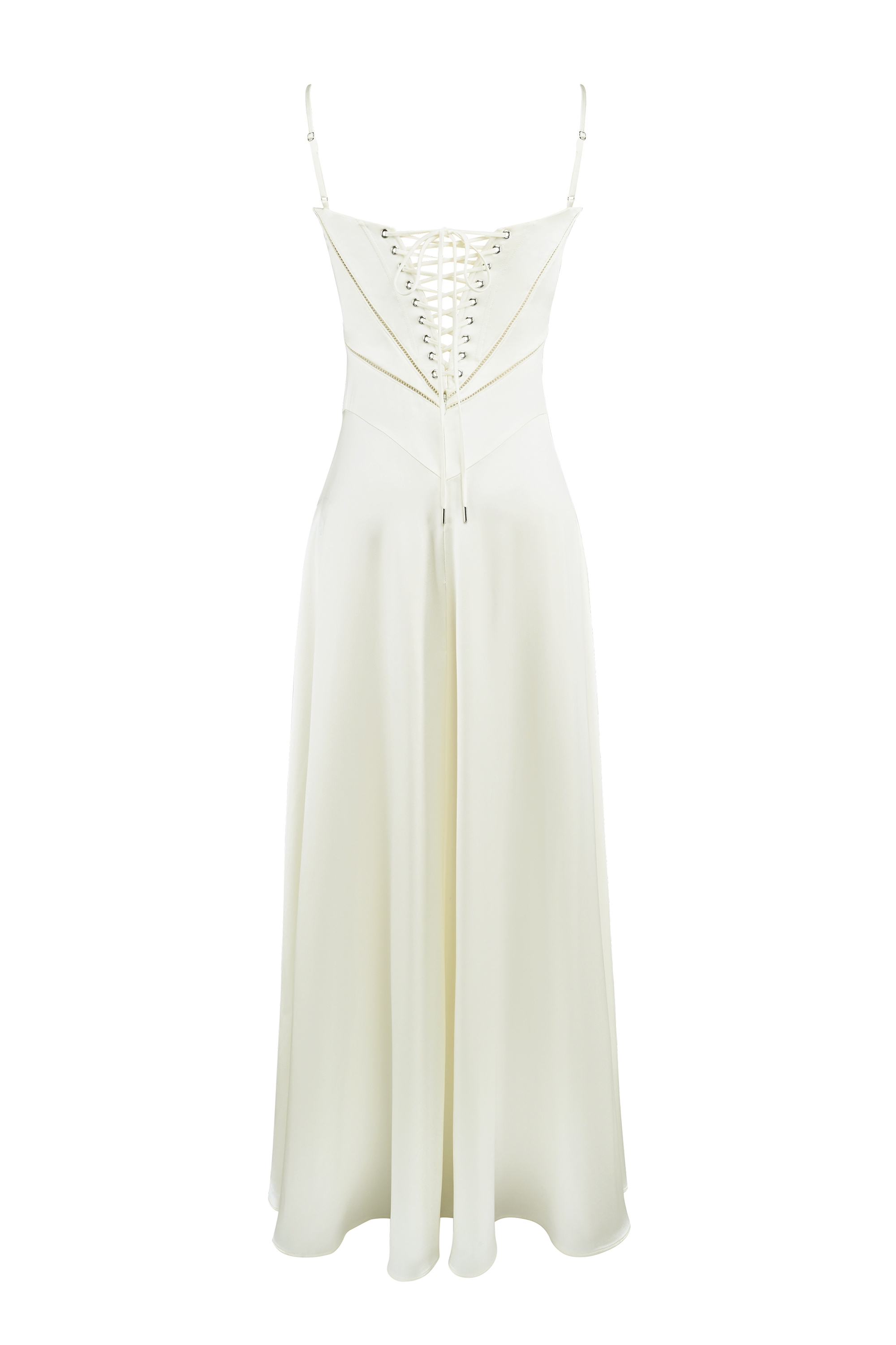 Anabella  Ivory Satin Lace Up Maxi Dress — image 13