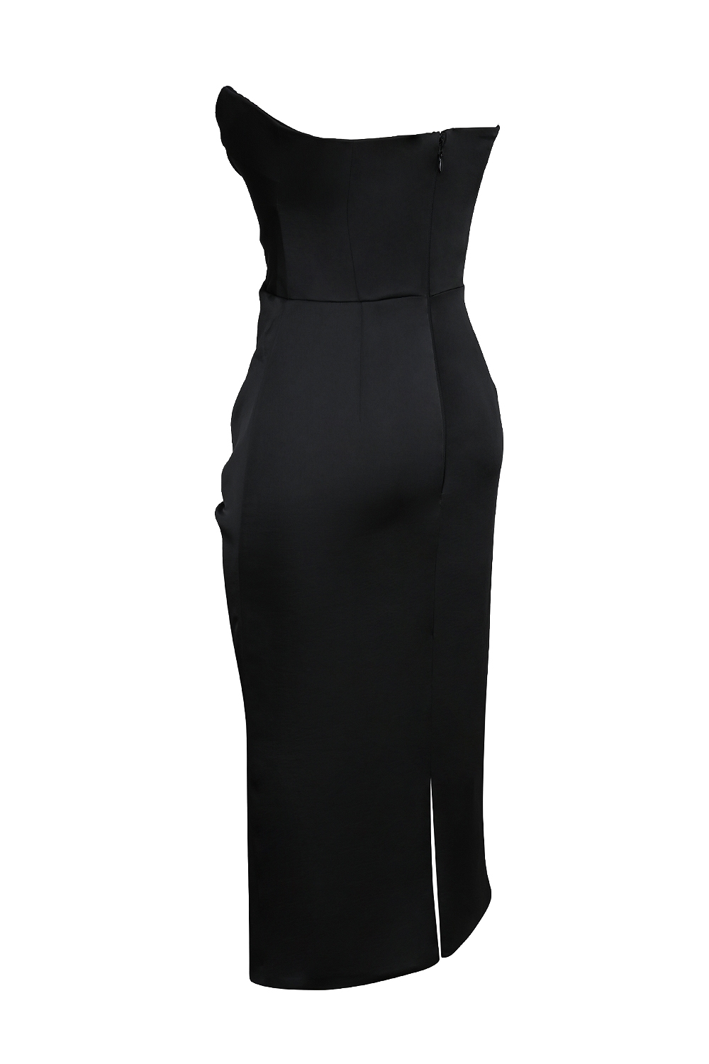Santana  Black Satin Strapless Midi Dress — image 11