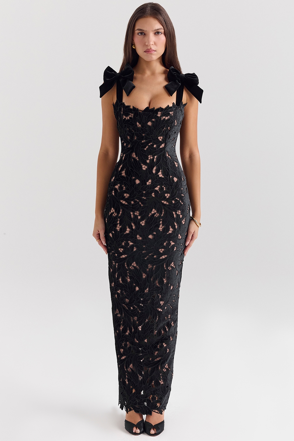 Tiff  Black Velvet Lace Maxi Dress — image 3