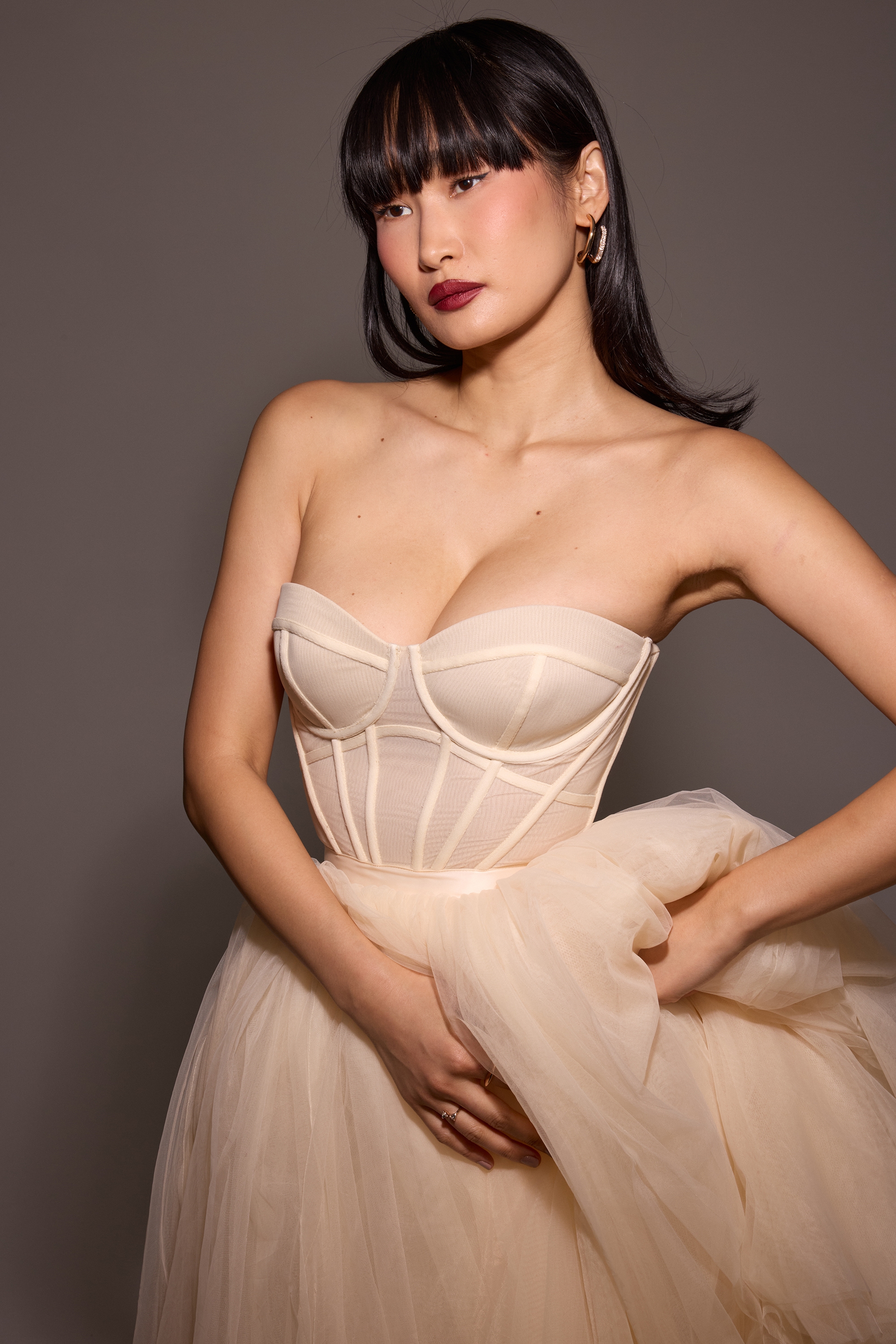Darling  Vintage Cream Tulle Midi Dress — image 10