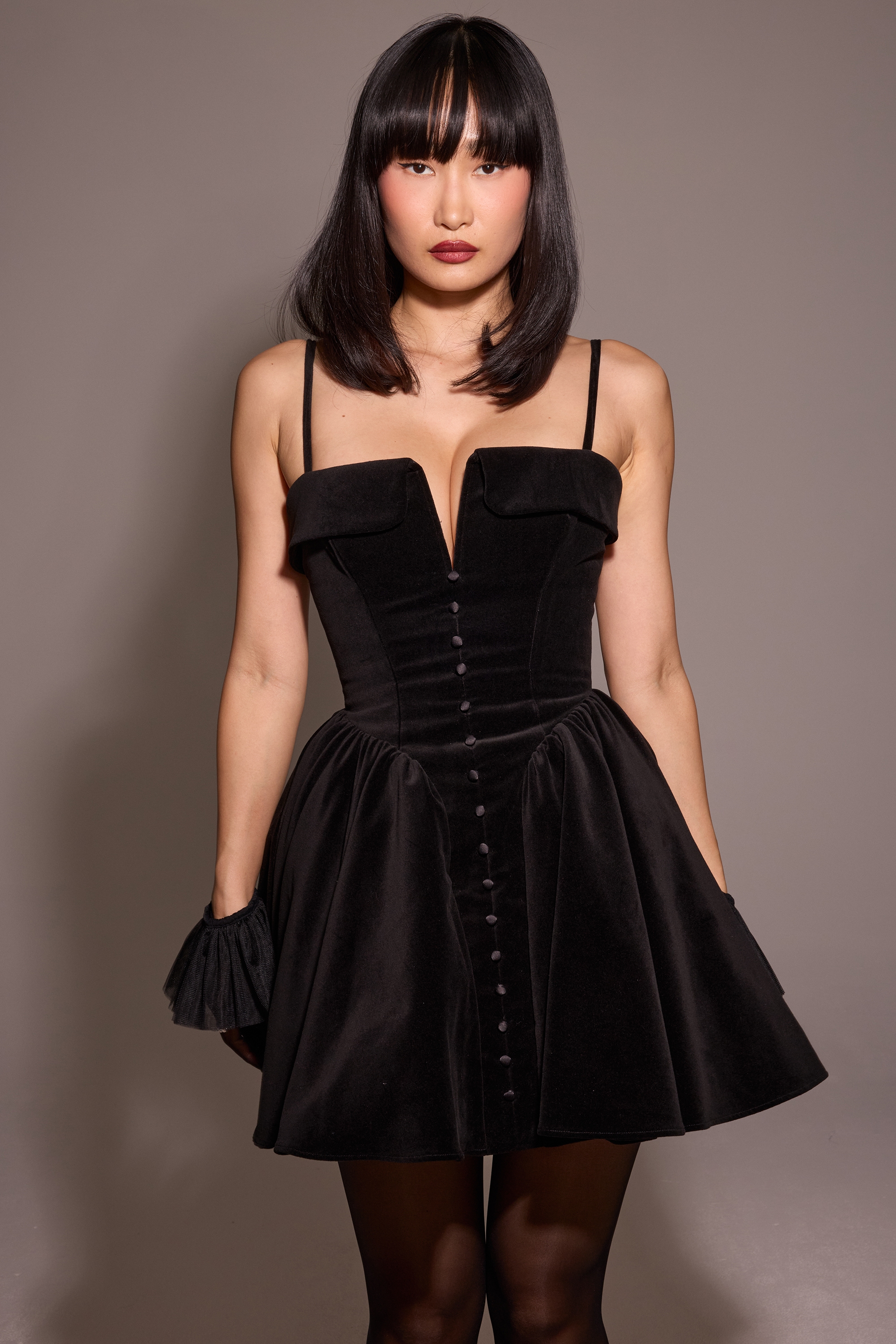 Selina  Black Velvet Tulle Mini Dress — image 9