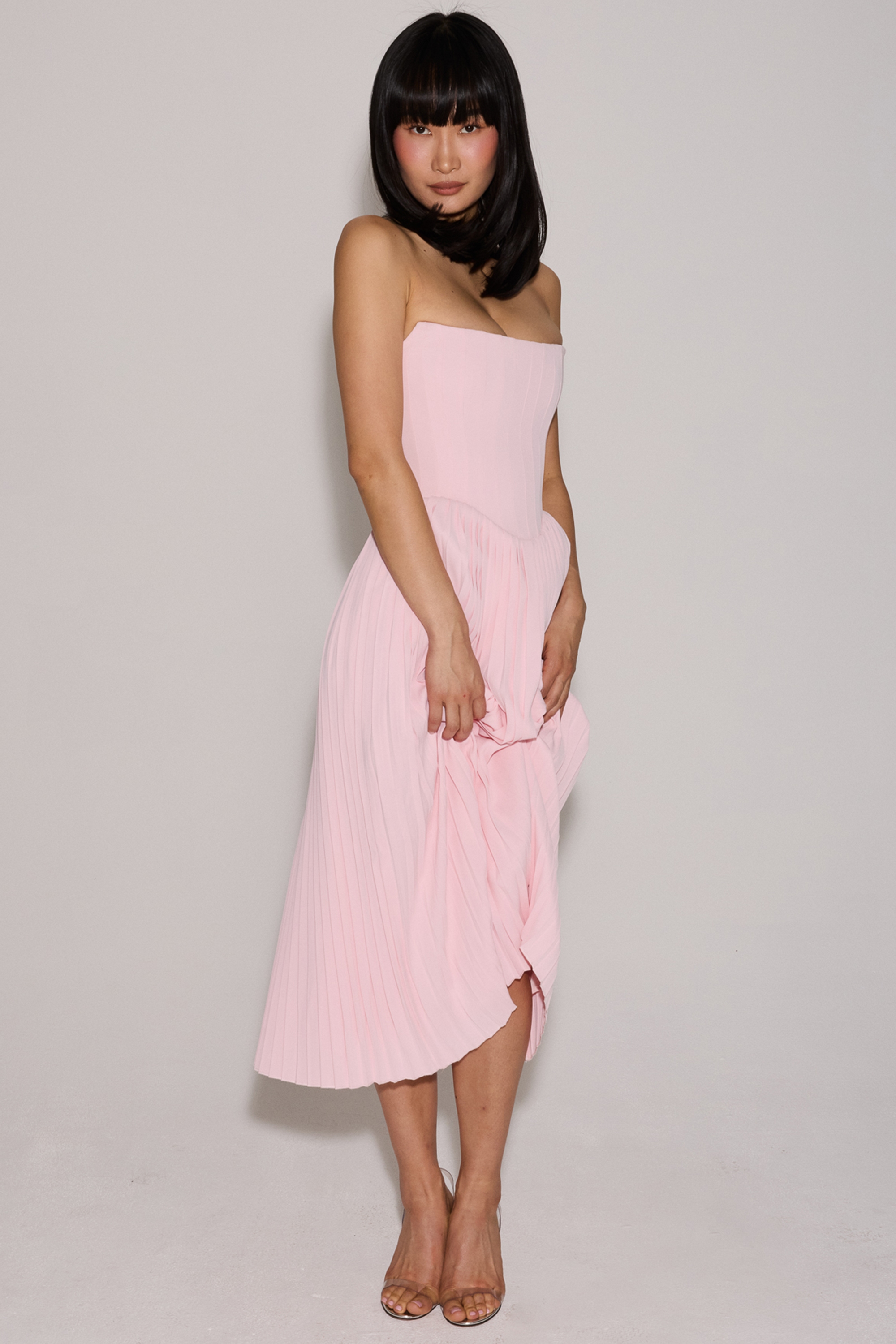Marci  Pink Pleated Midi Corset Dress — image 10