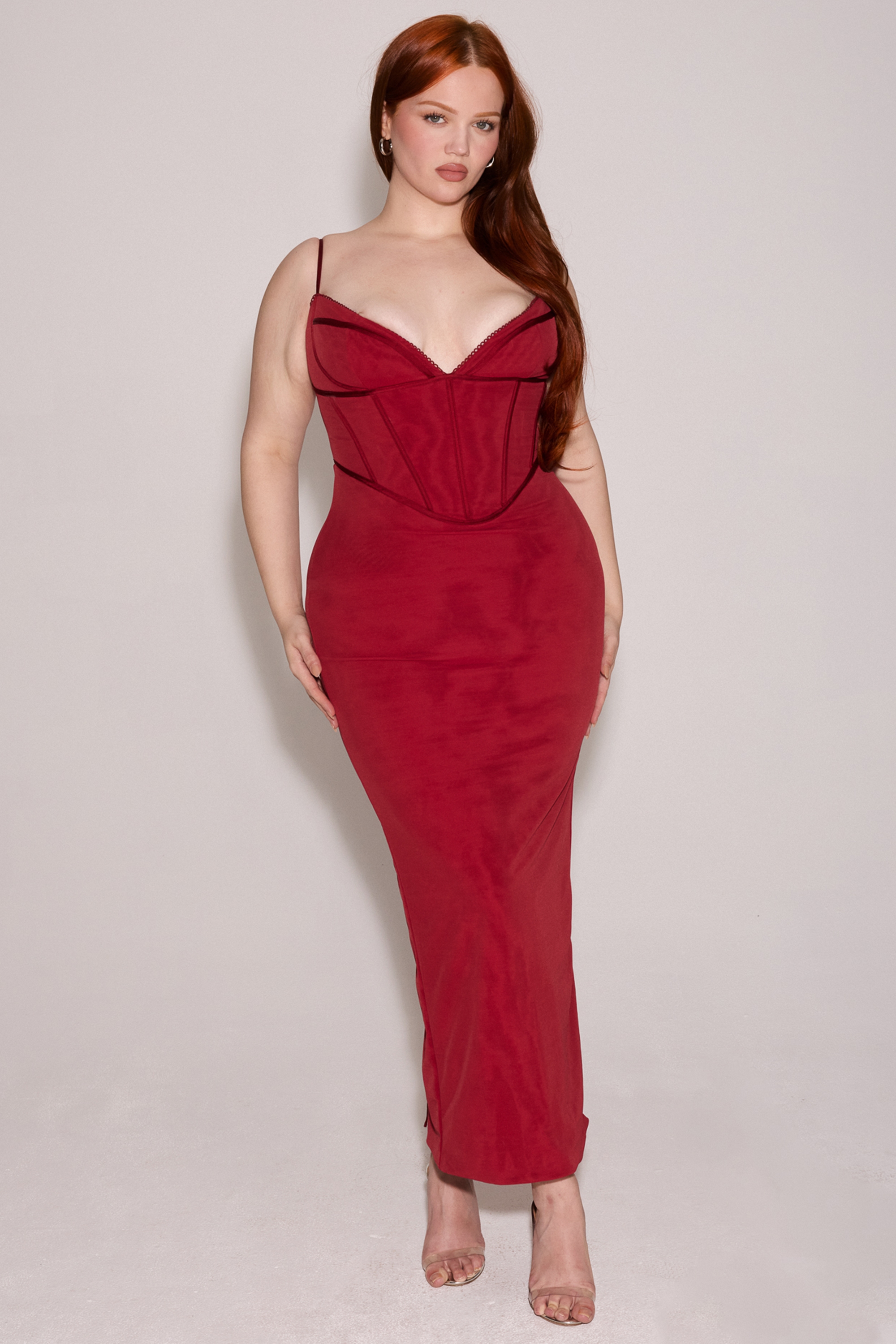 Romy  Wine Mesh Bodycon Maxi Dress — image 10