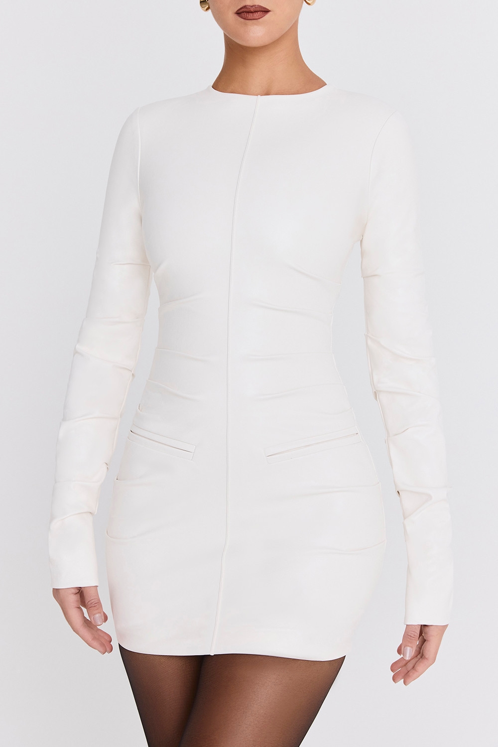 Mistress Rocks Ivory Vegan Leather Mini Dress - SALE — image 2