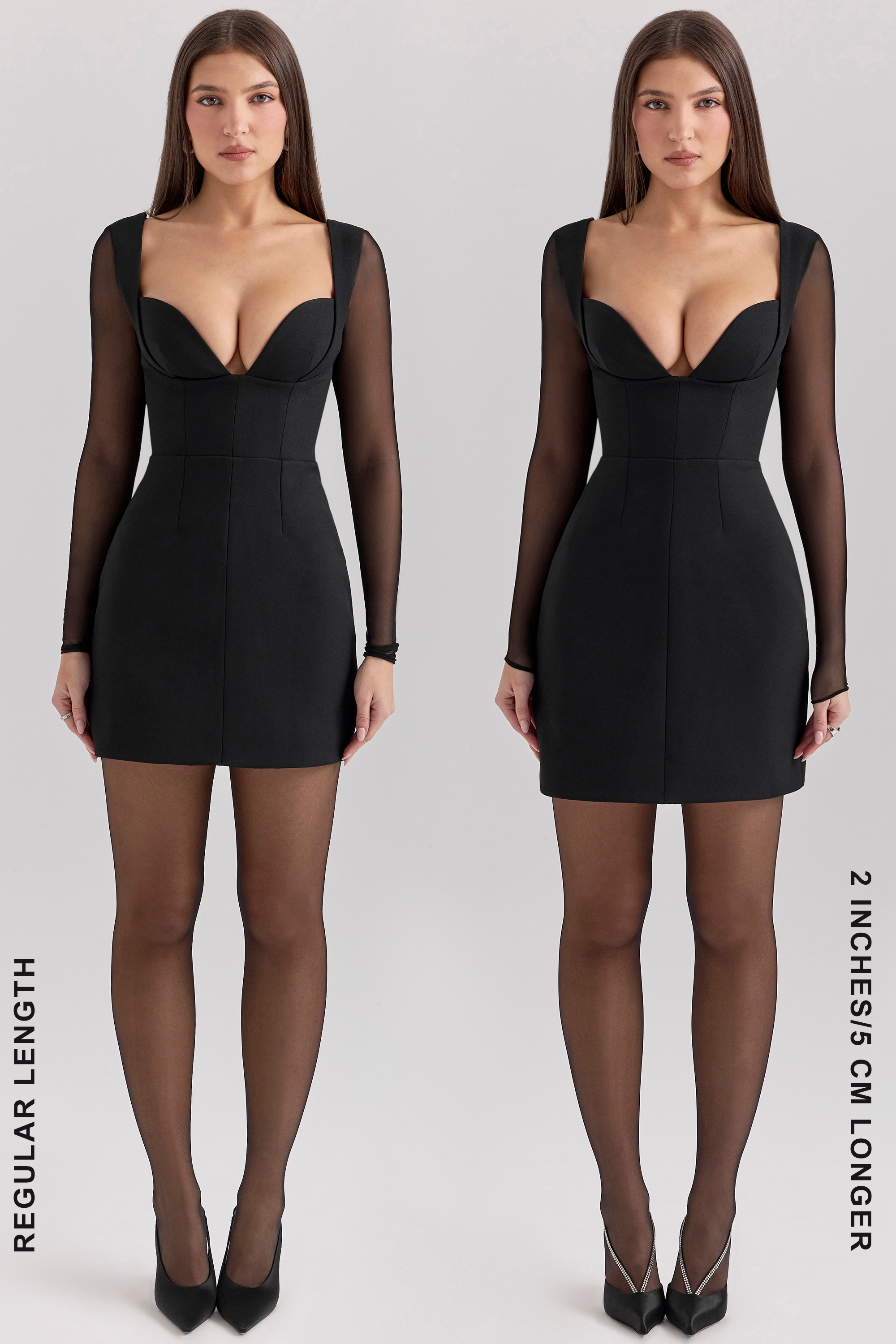 Angelie  Black Stretch Crepe Plunge Mini Dress — image 8