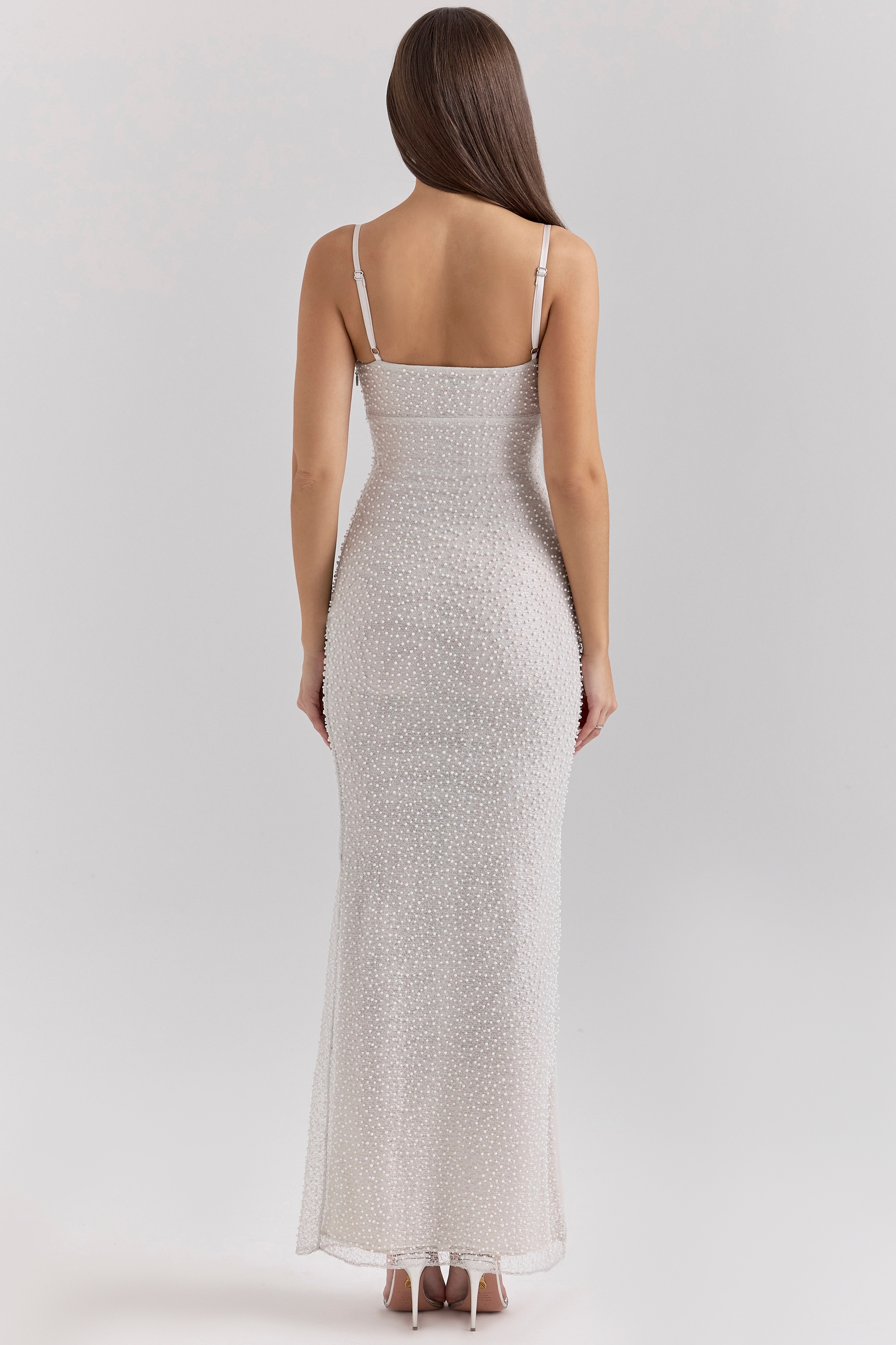 Calla  Silver Pearl Embellished Maxi Dress — image 9