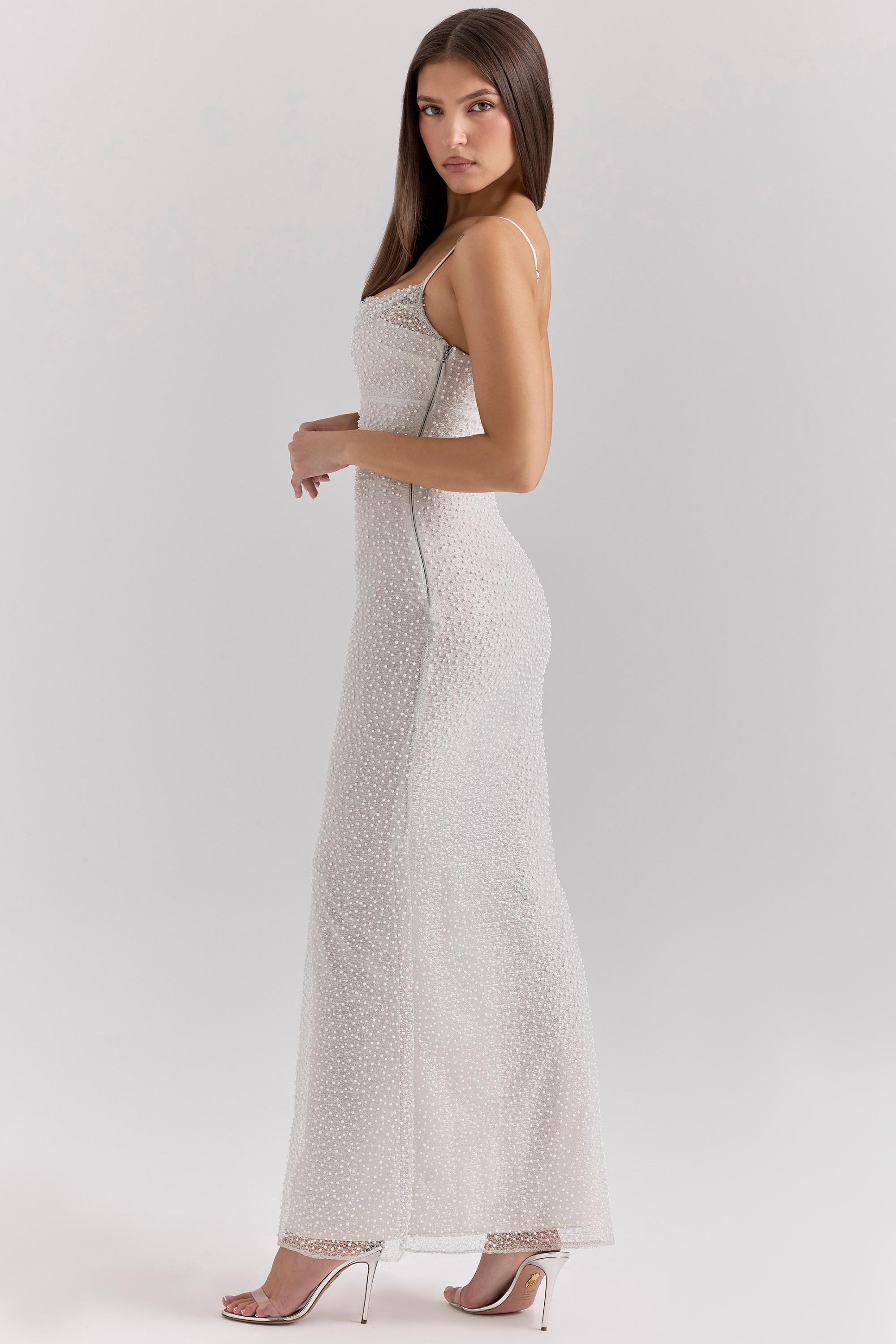 Calla  Silver Pearl Embellished Maxi Dress — image 8