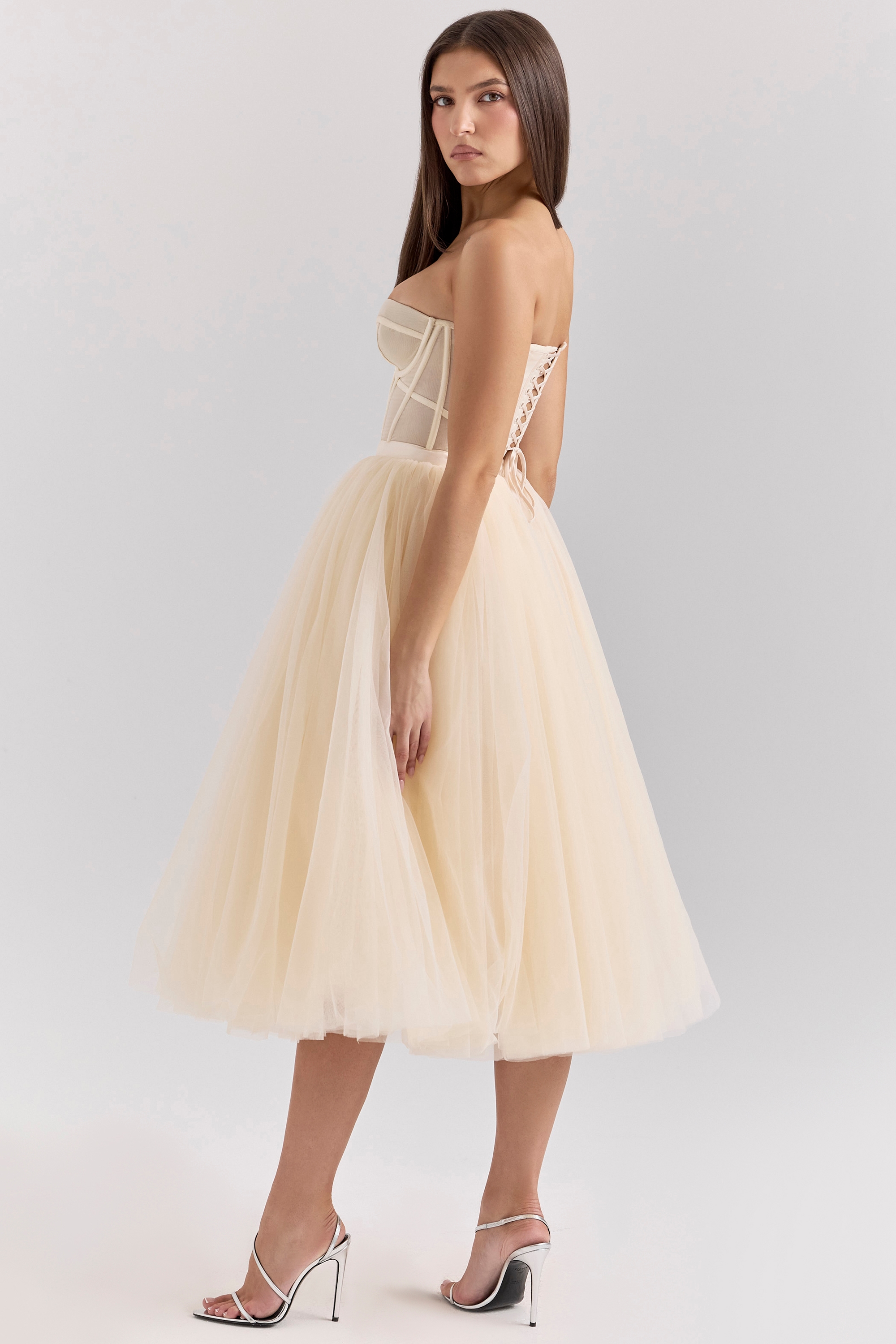 Darling  Vintage Cream Tulle Midi Dress — image 6