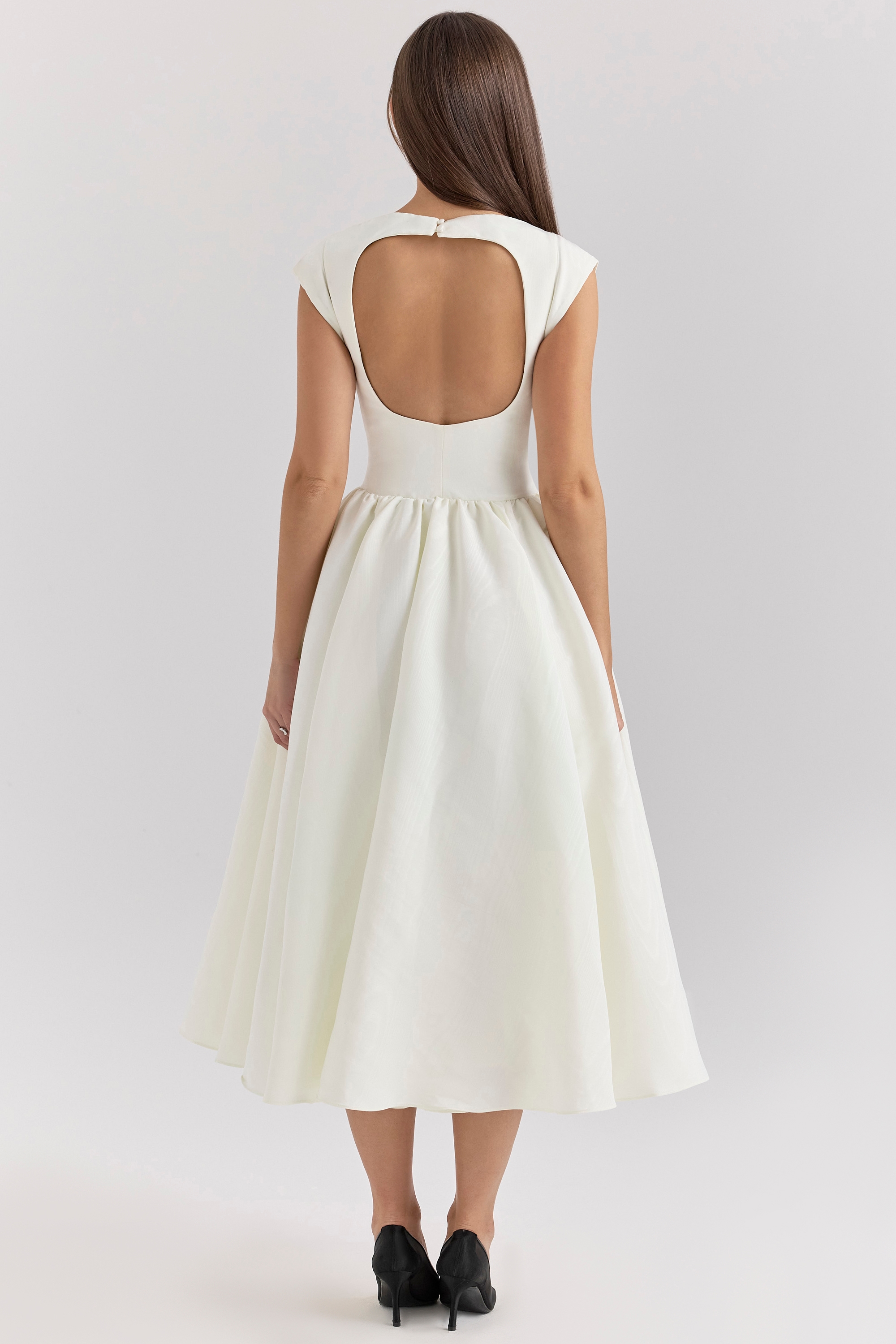 Debutante  Ivory Moire Satin Midi Dress — image 9