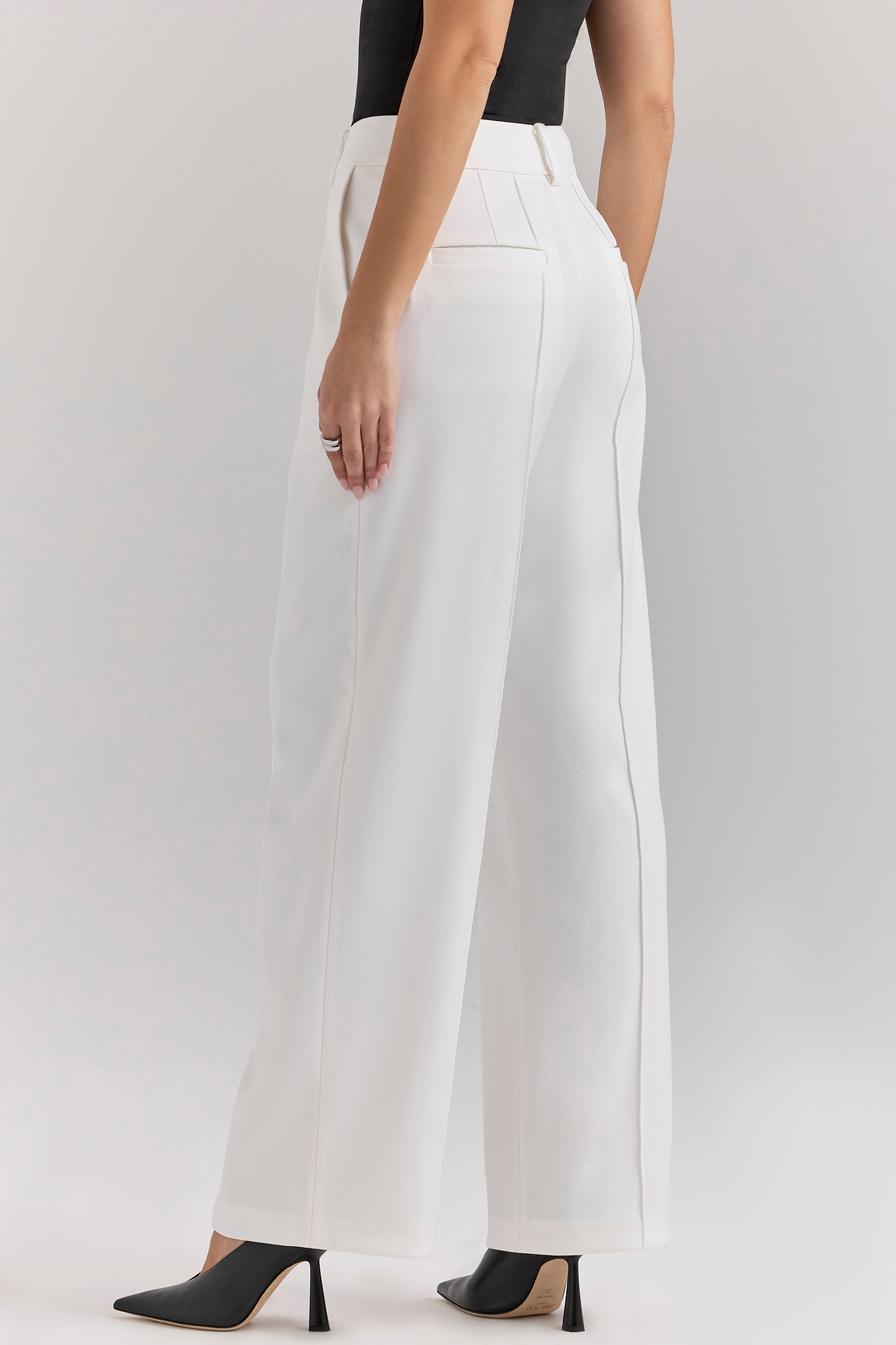 Hayden  White Wide Leg High Waist Tailored Trousers — image 10