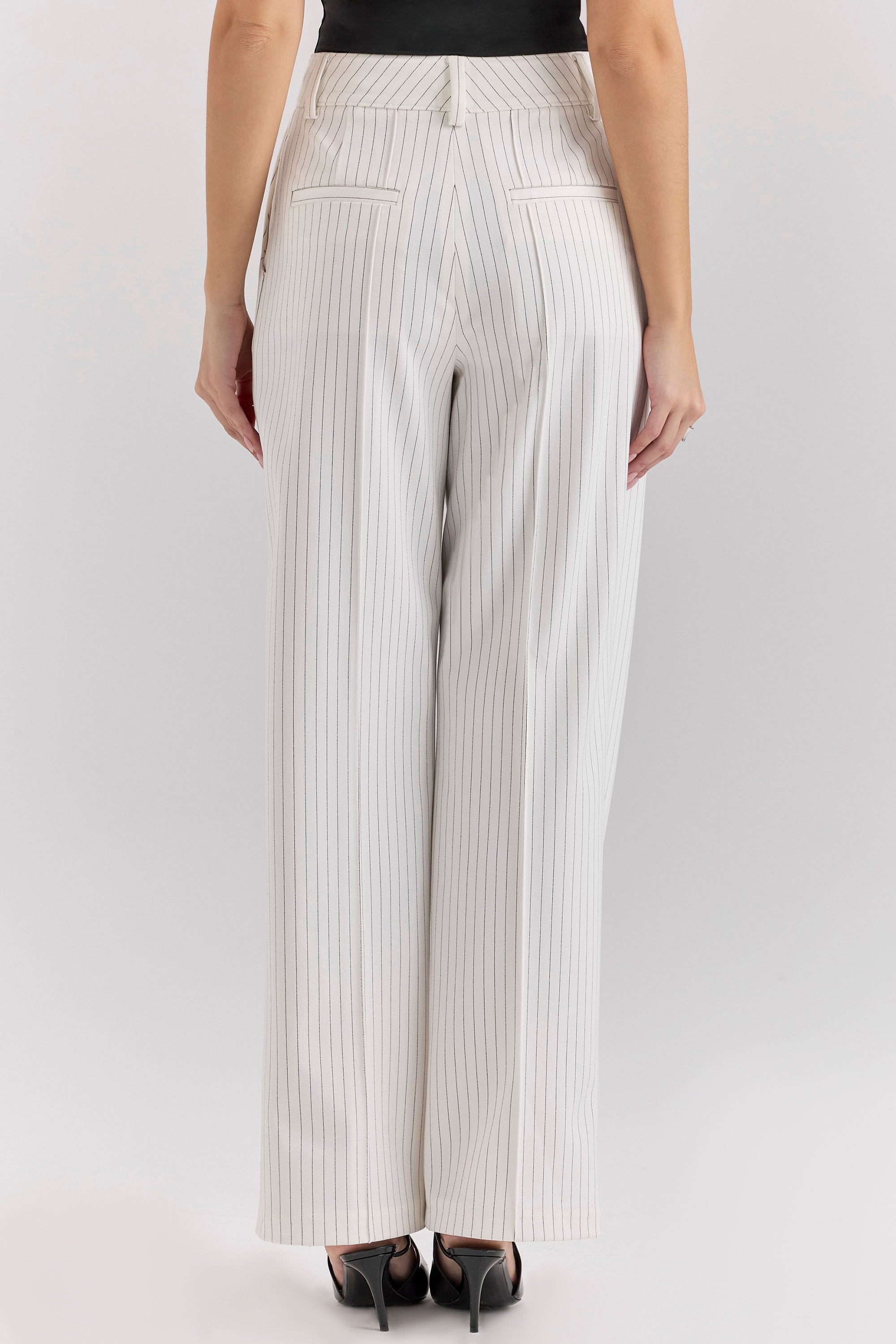 Hayden  White Pinstripe High Waist Tailored Trousers — image 12
