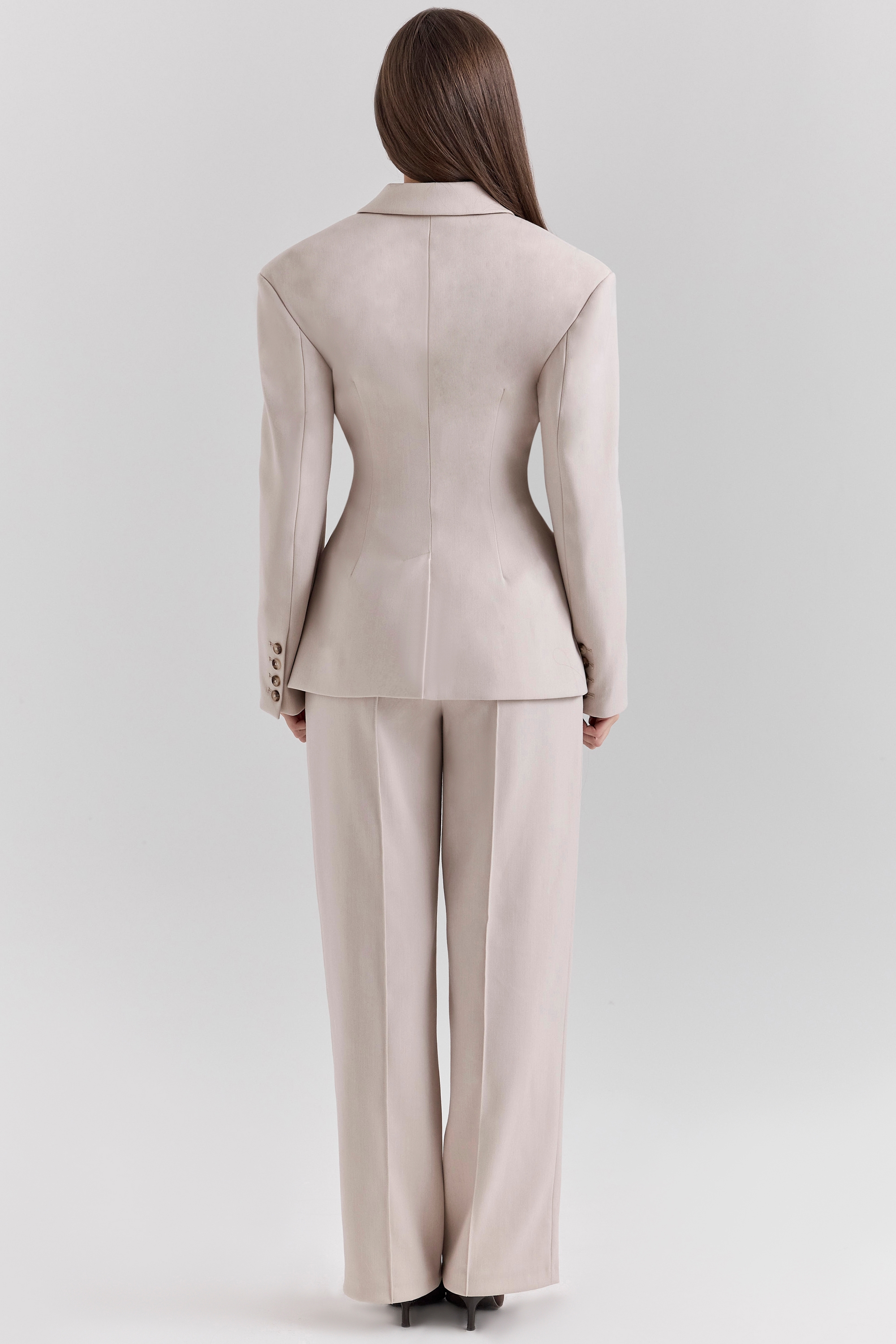 Hayden  Beige High Waist Tailored Trousers — image 6