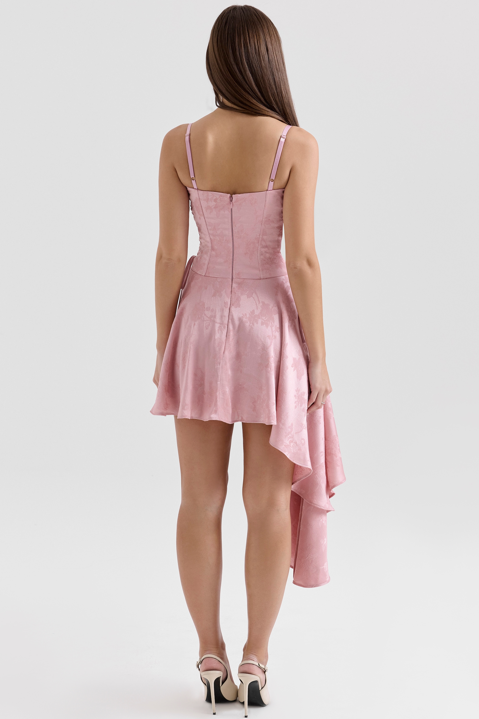 Lola  Pink Jacquard Draped Mini Dress — image 7