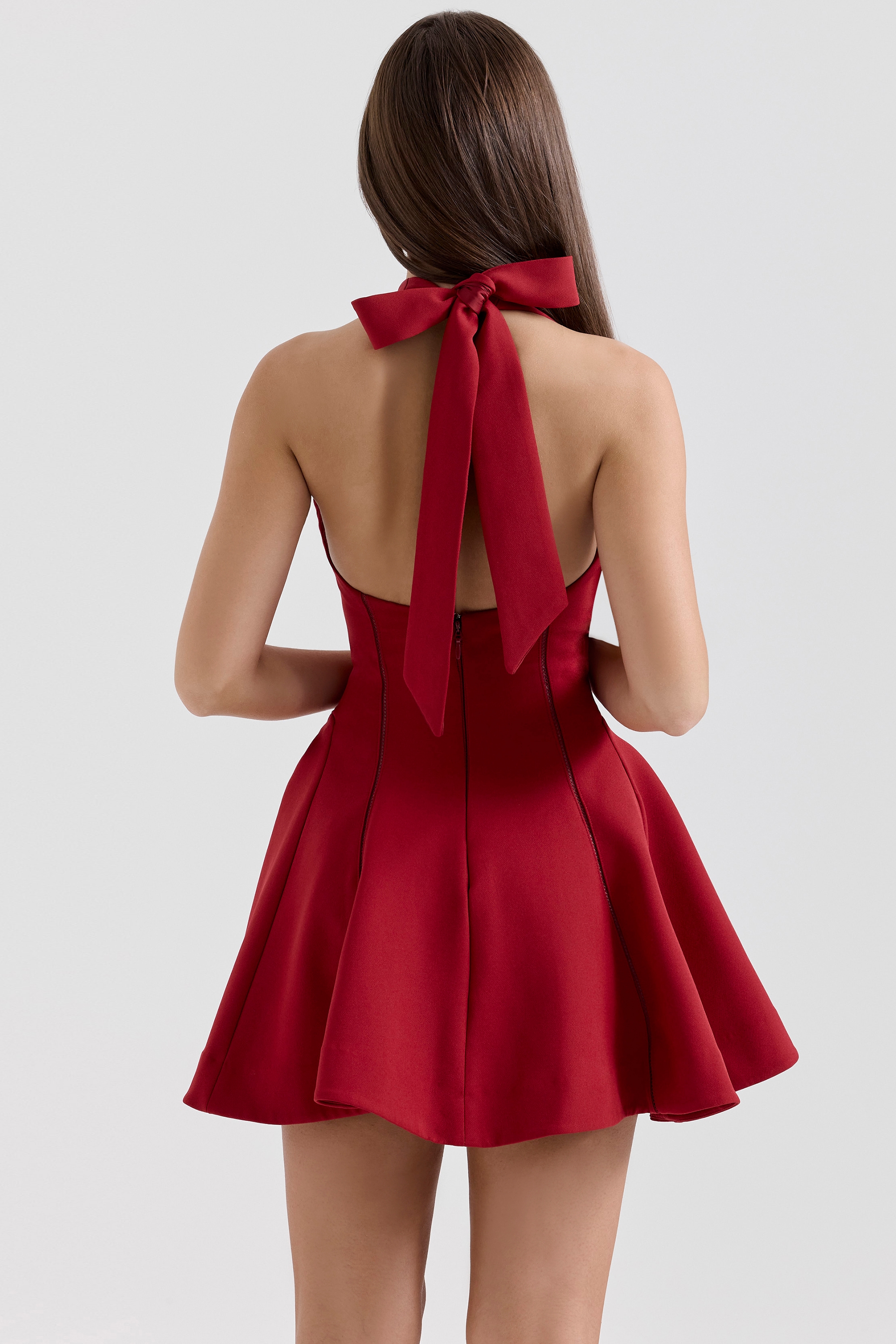 Loulette  Red Halter Neck Bow Mini Dress — image 8