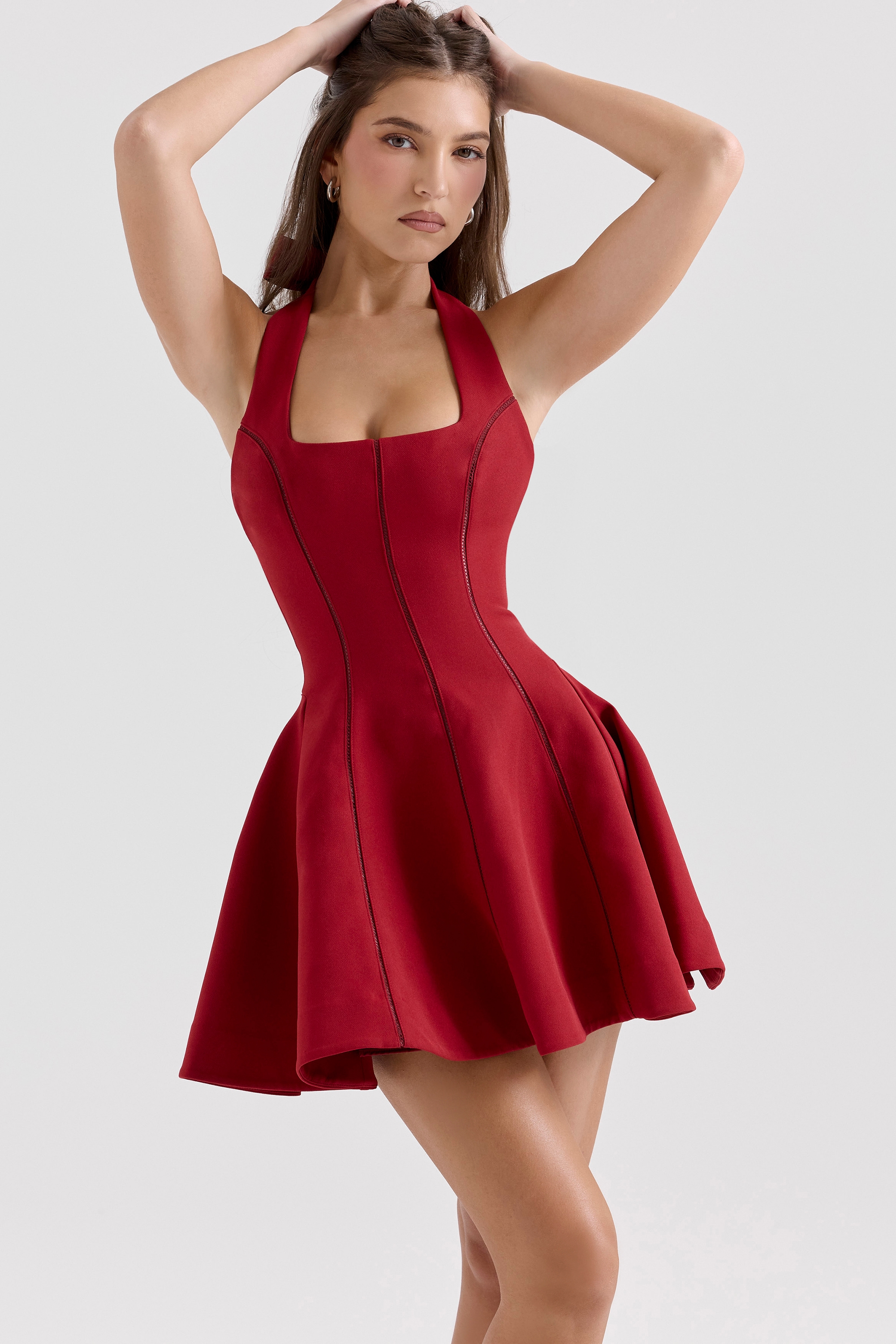 Loulette  Red Halter Neck Bow Mini Dress — image 3