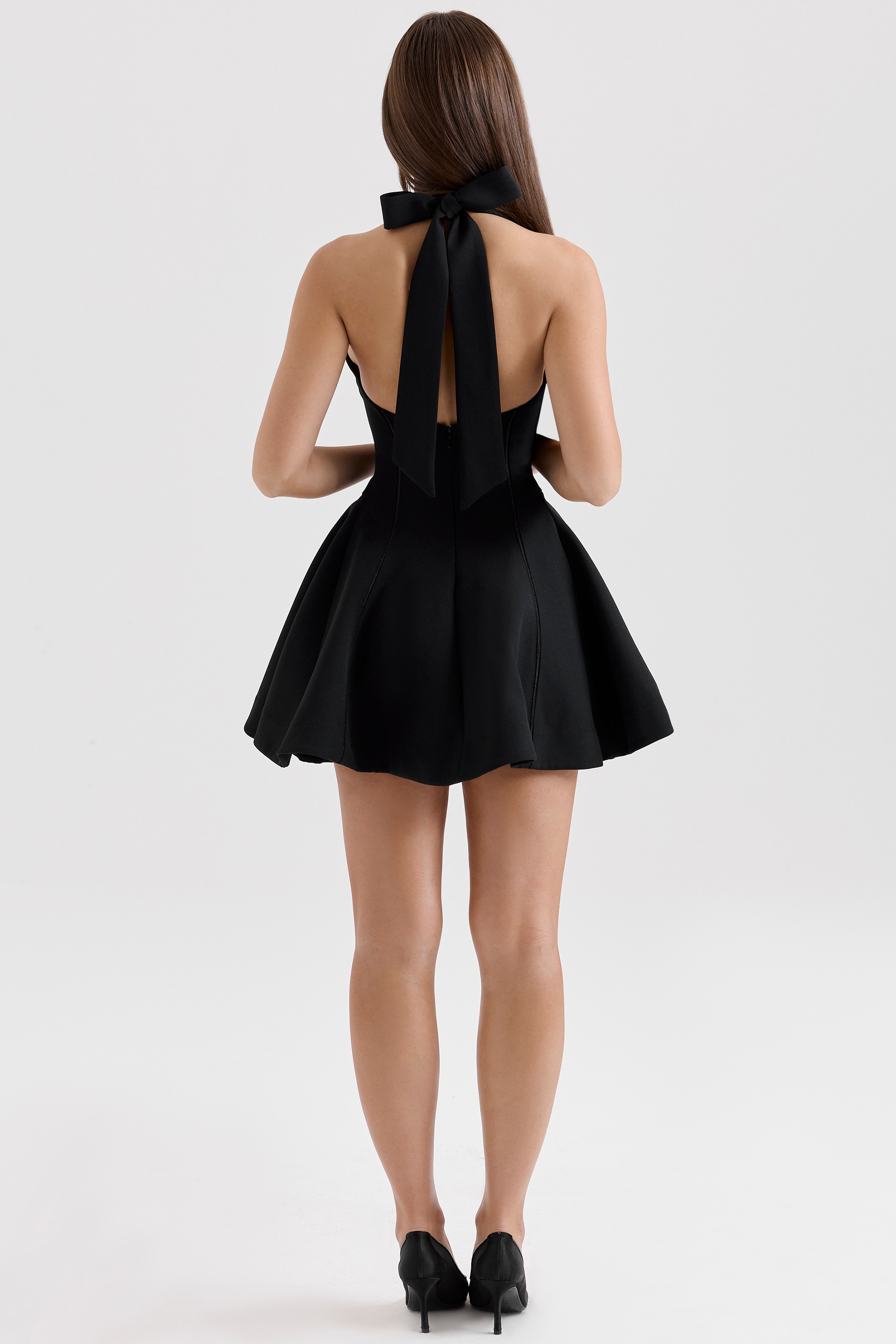 Loulette  Black Halter Neck Bow Mini Dress — image 7