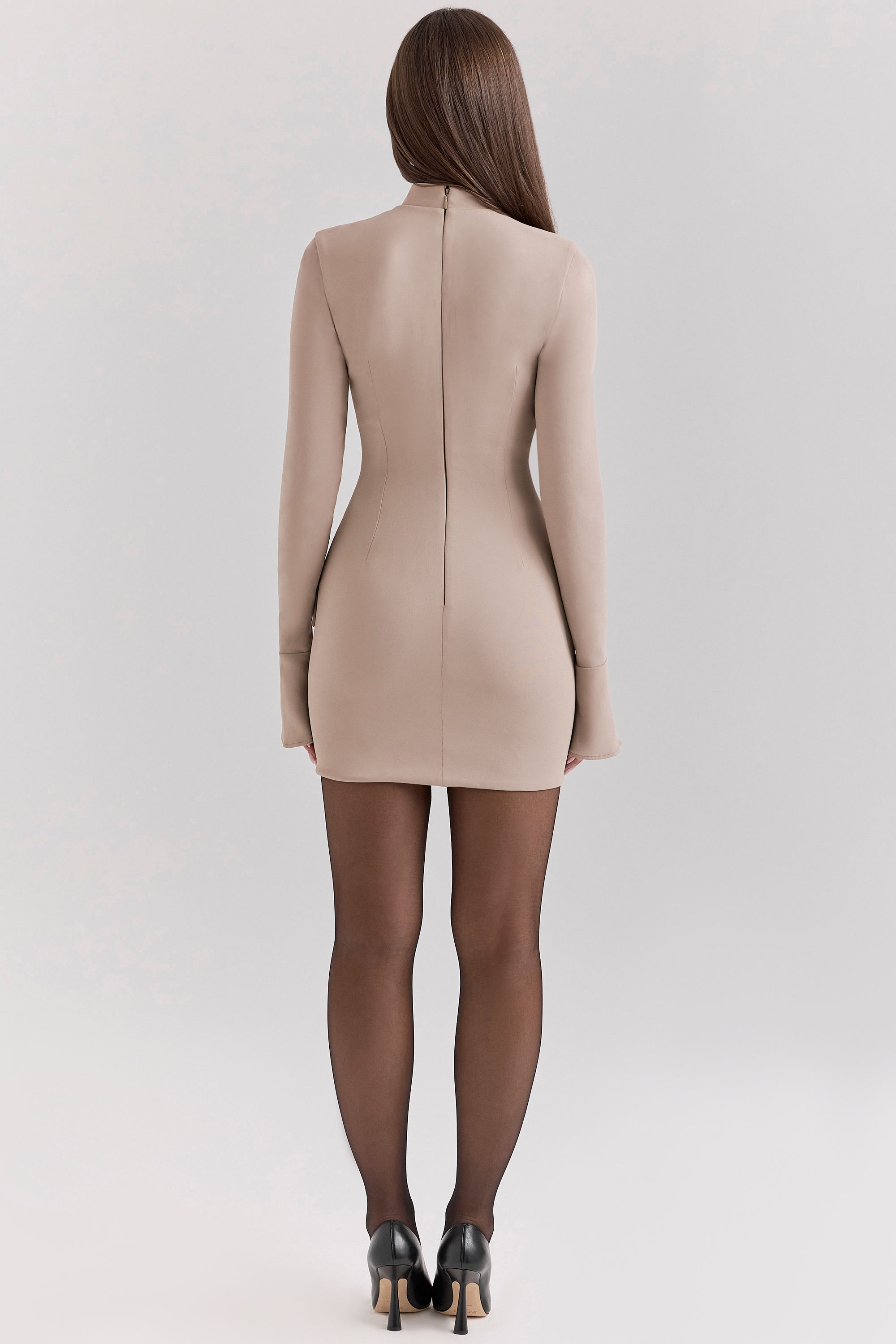 Mahalia  Taupe Long Sleeve Mini Dress — image 10
