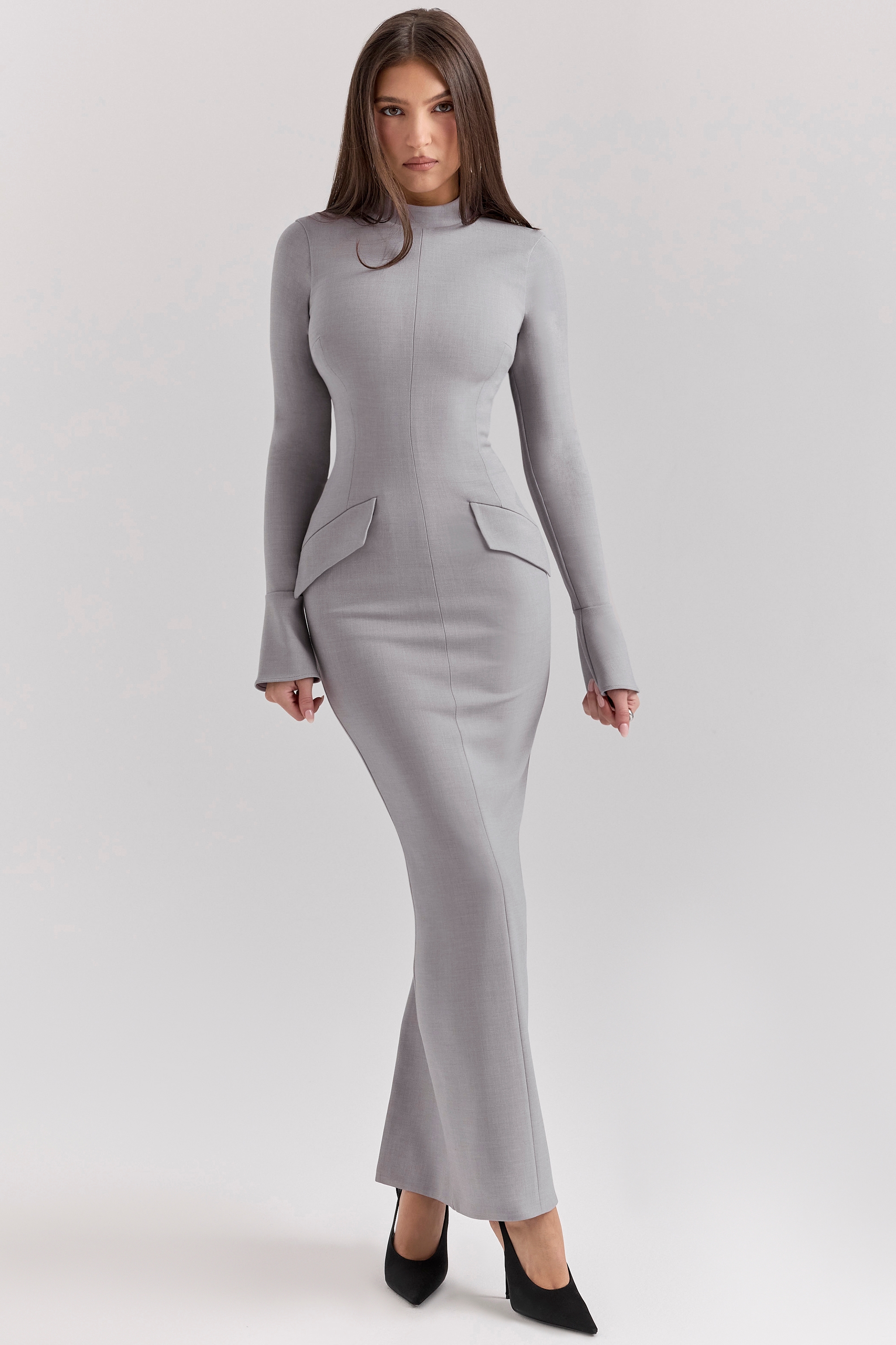 Marie-Louise  Light Grey Bodycon Maxi Dress — image 5