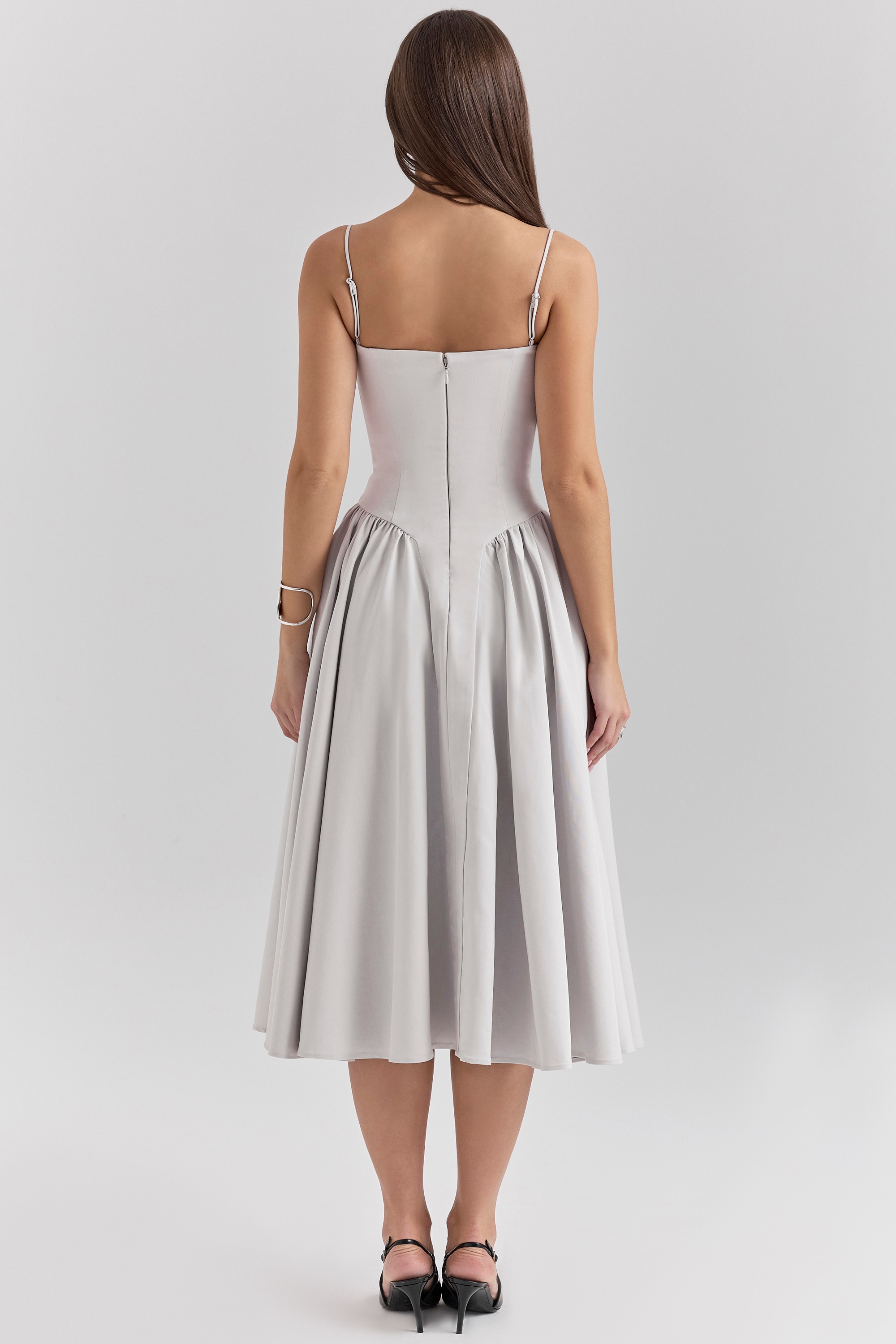 Samaria  Dove Grey Corset Midi Dress — image 9