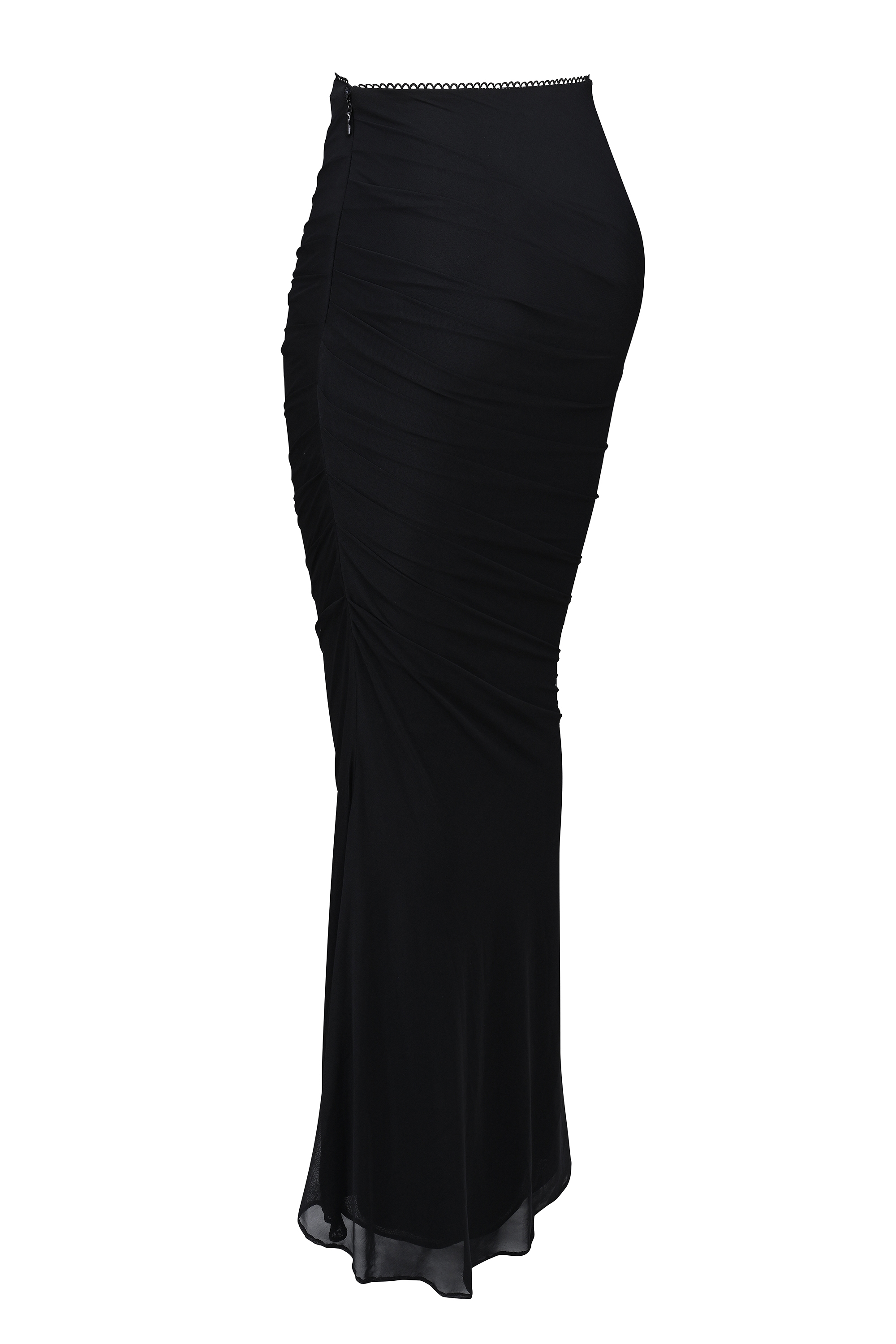 Cassidy  Black Mesh Maxi Skirt with Fluted Hem — image 10