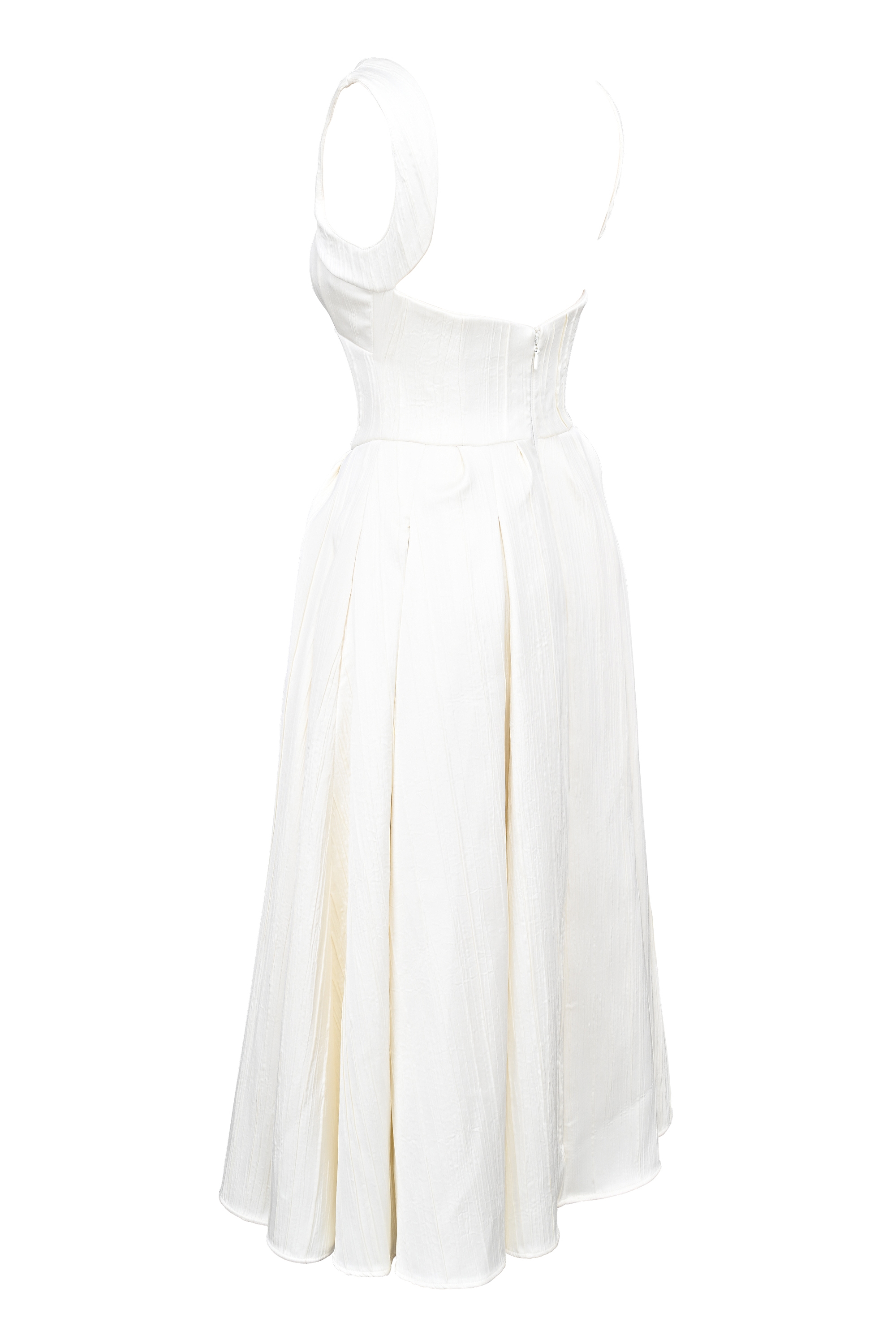 Isabeau  Ivory Textured Satin Corset Midi Dress — image 11
