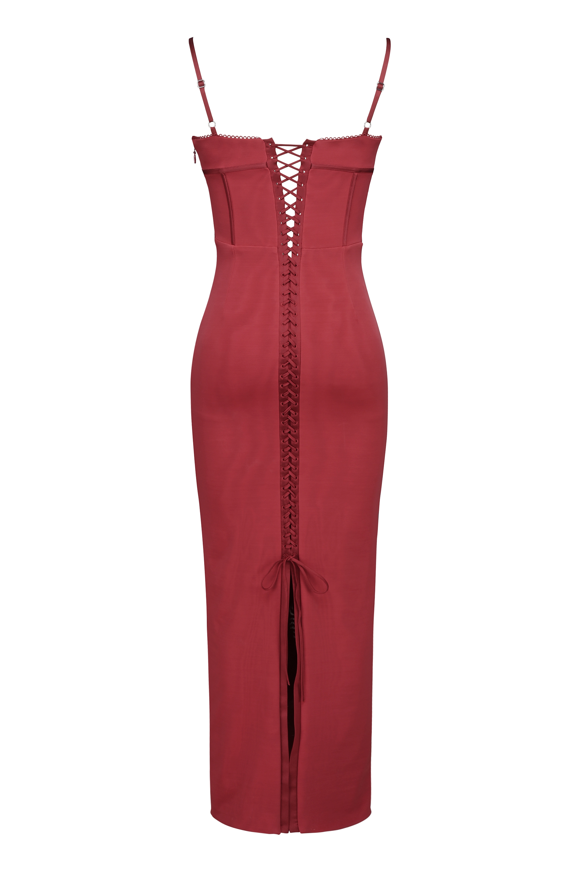 Romy  Wine Mesh Bodycon Maxi Dress — image 16