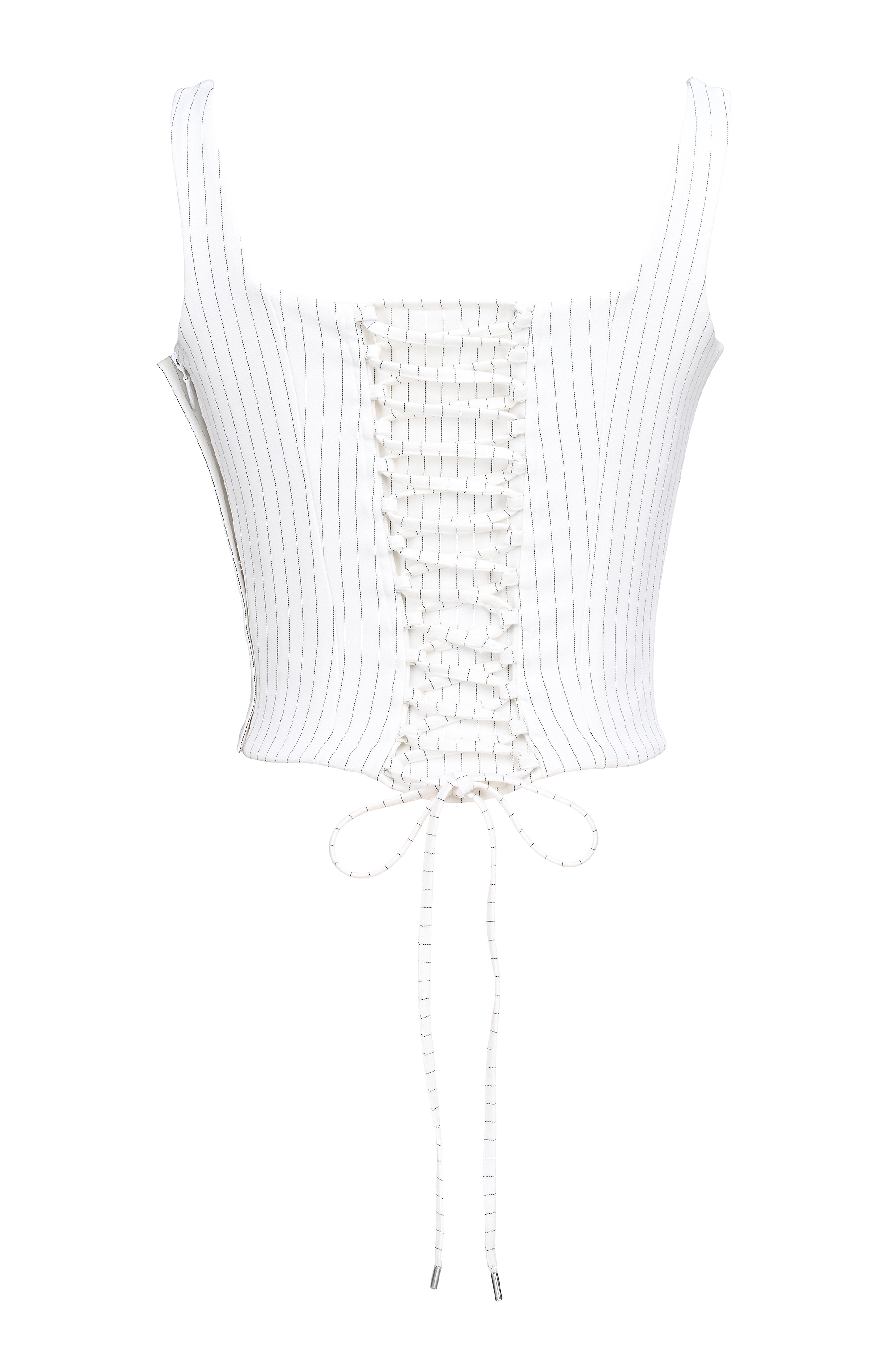 Selma  White Pinstripe Boned Corset Top — image 12
