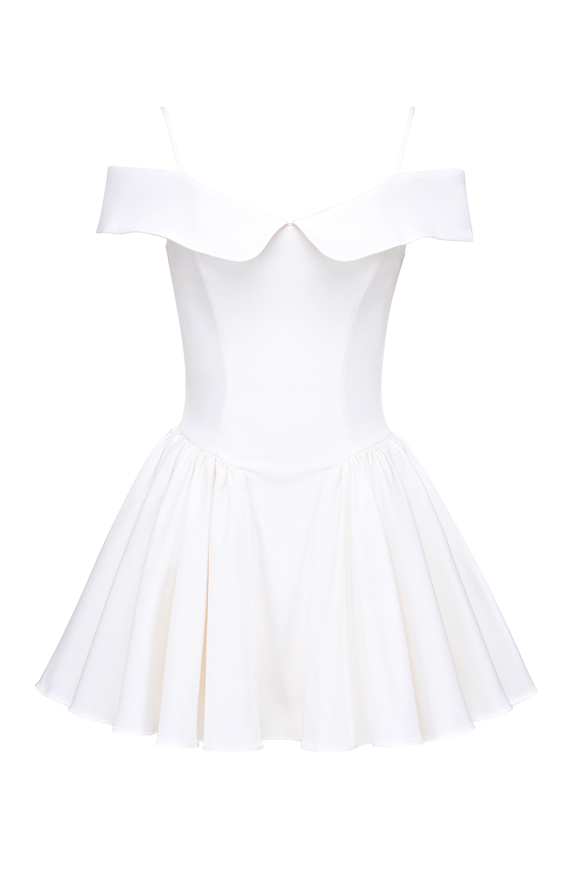 Elida  White Twill Off Shoulder Mini Dress — image 11