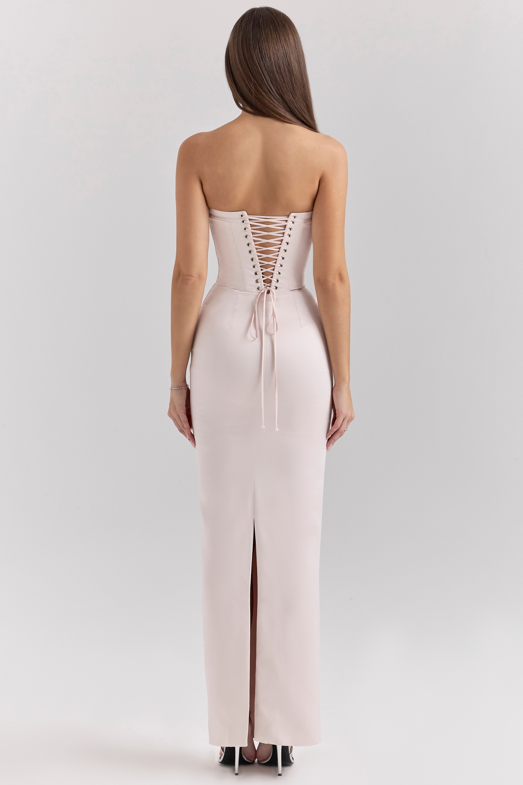 Valeria  Blush Satin Midi Dress — image 8