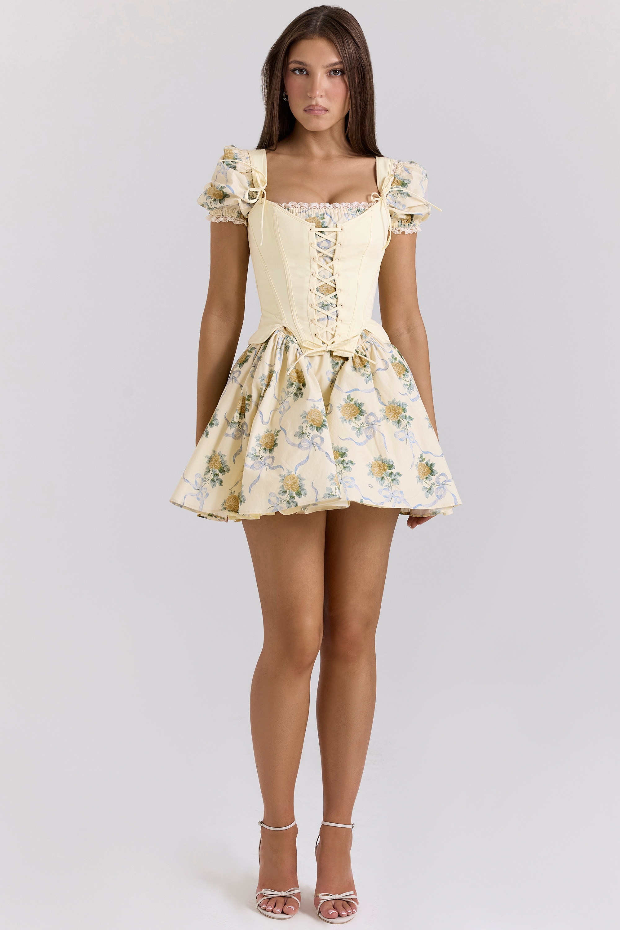 Callie  Lemon Rose Print Reversible Cotton Corset Top — image 6