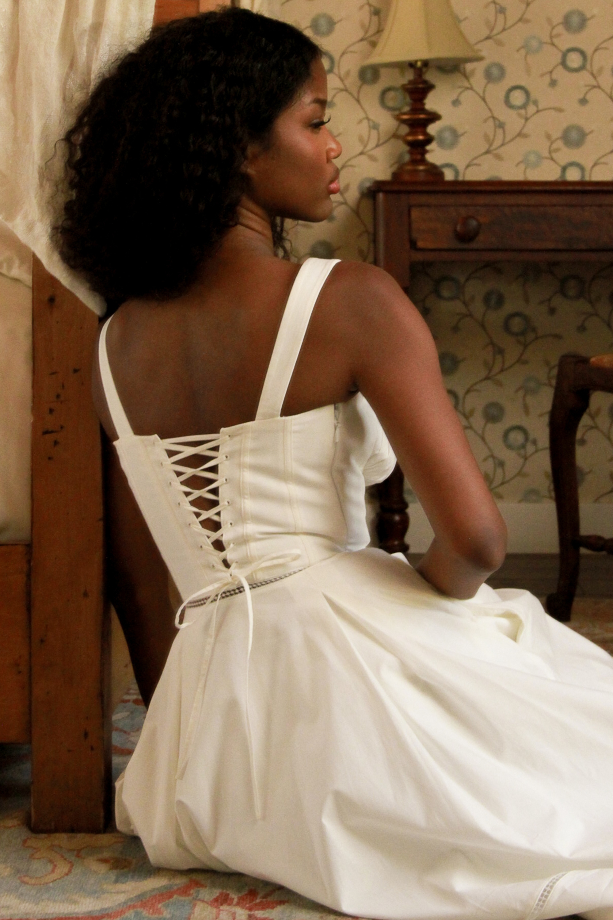 Chiarina  White Cotton Button Front Midi Dress — image 9