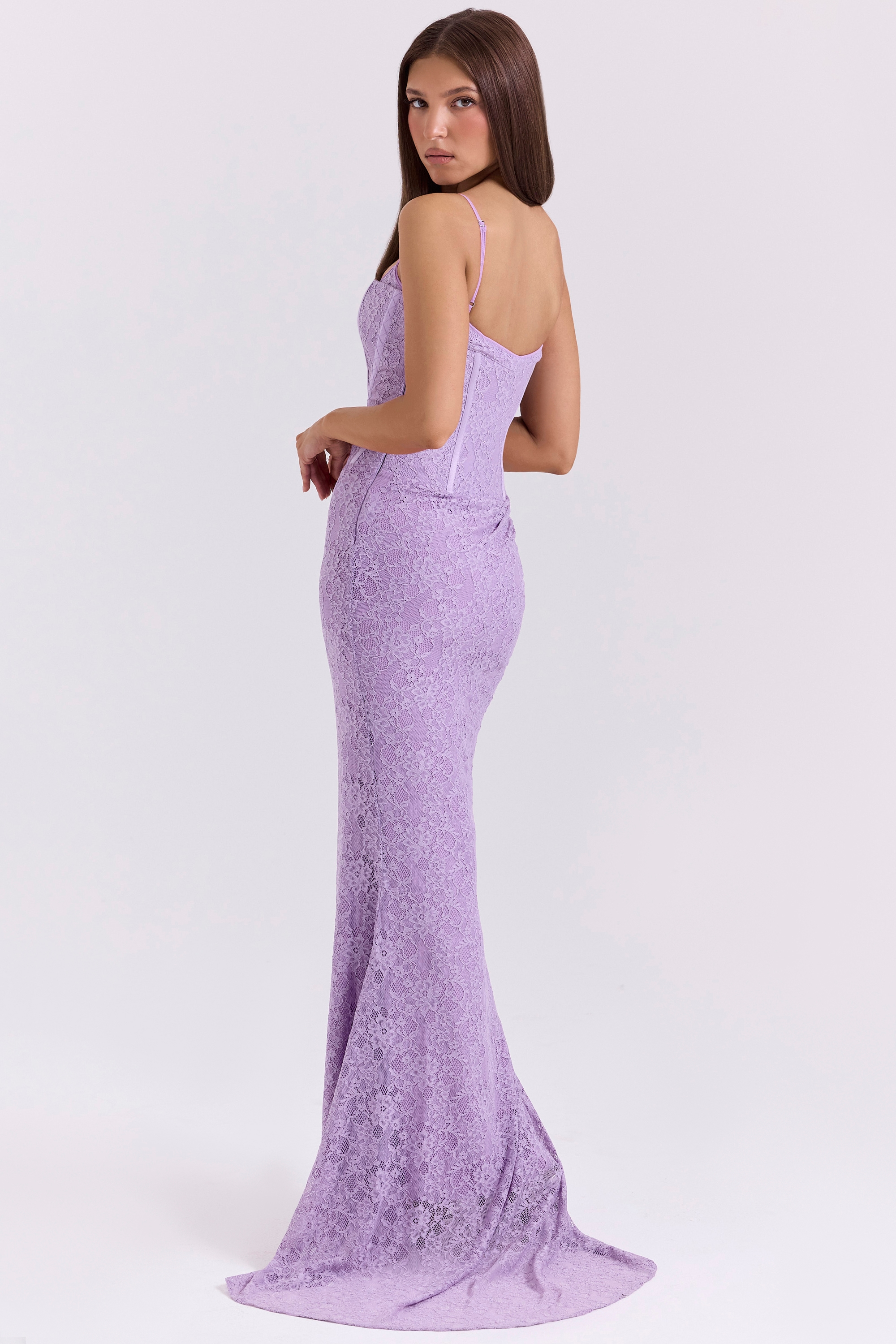 Antonina  Orchid Lace Corset Maxi Dress — image 5