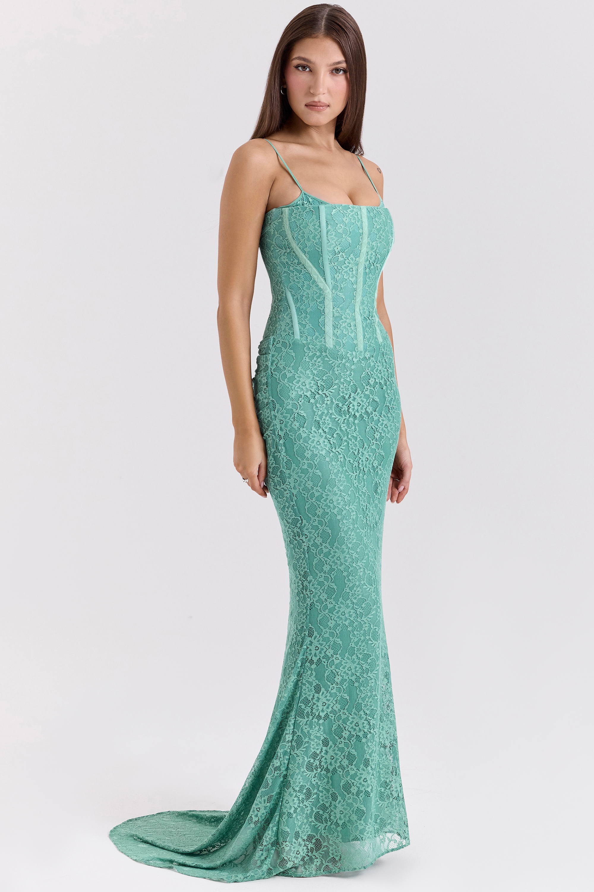 Antonina  Jade Lace Corset Maxi Dress — image 3