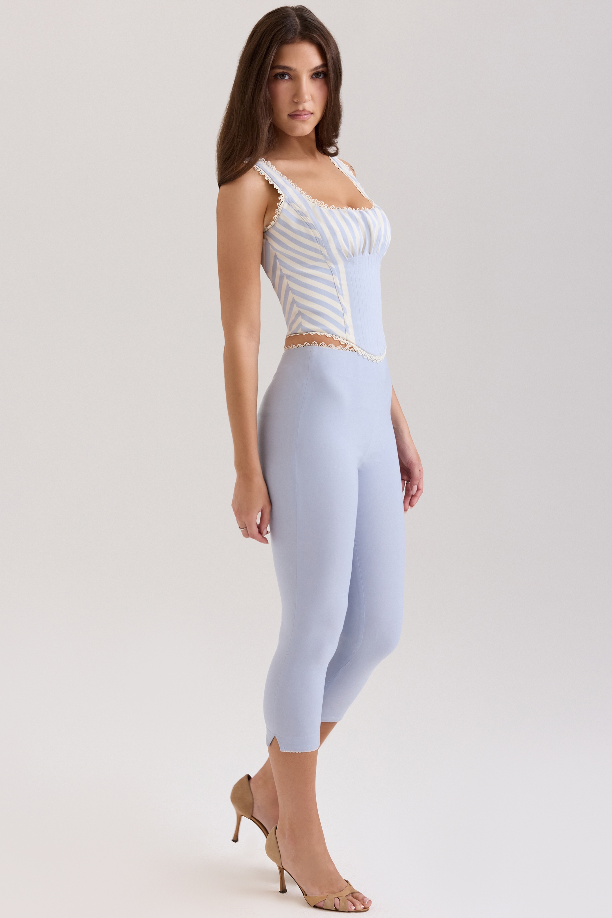 Carella  Blue Stretch Twill Fitted Capri Trousers — image 5