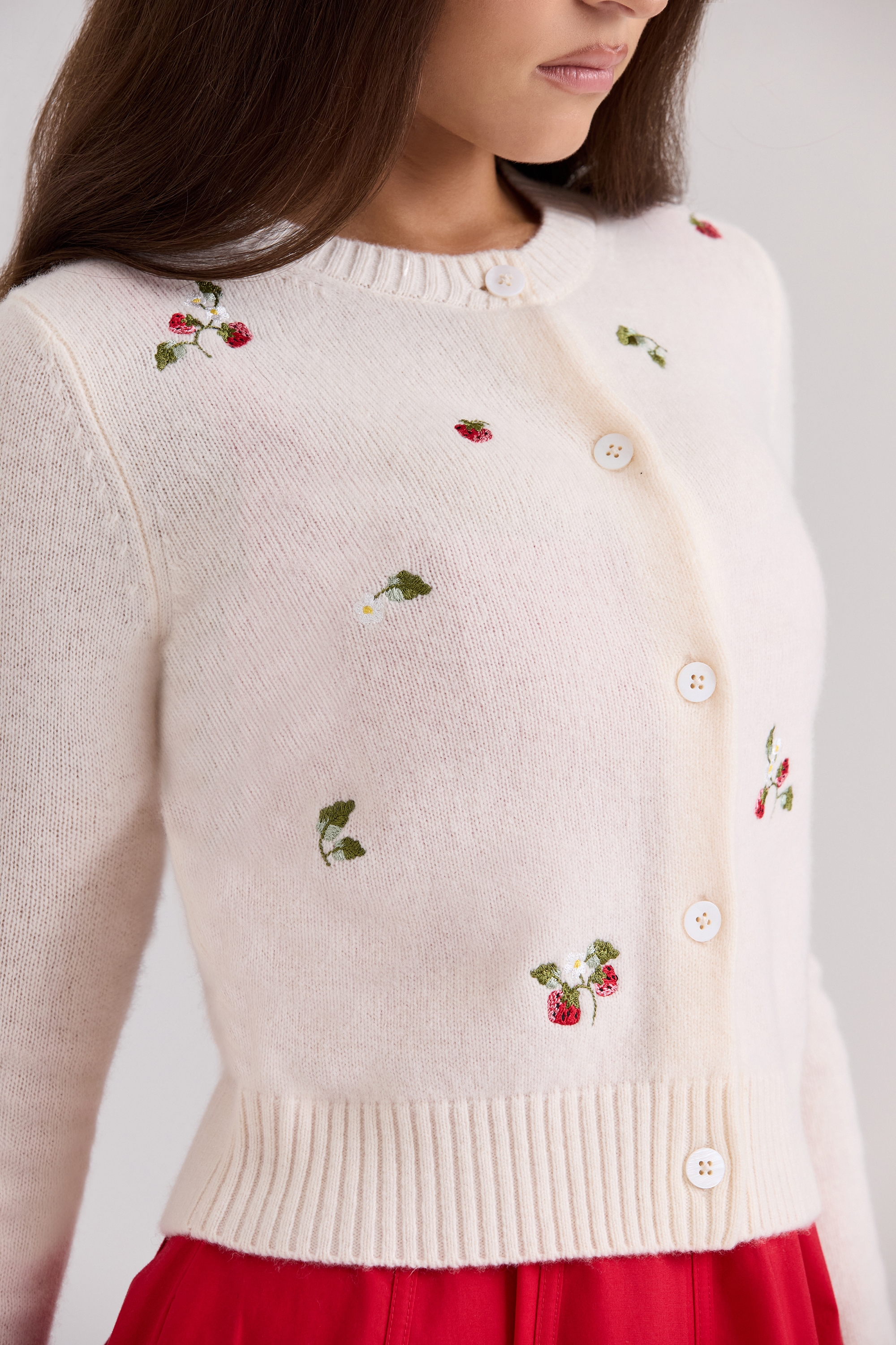 Evelina  Cream Wool Embroidered Cardigan — image 5