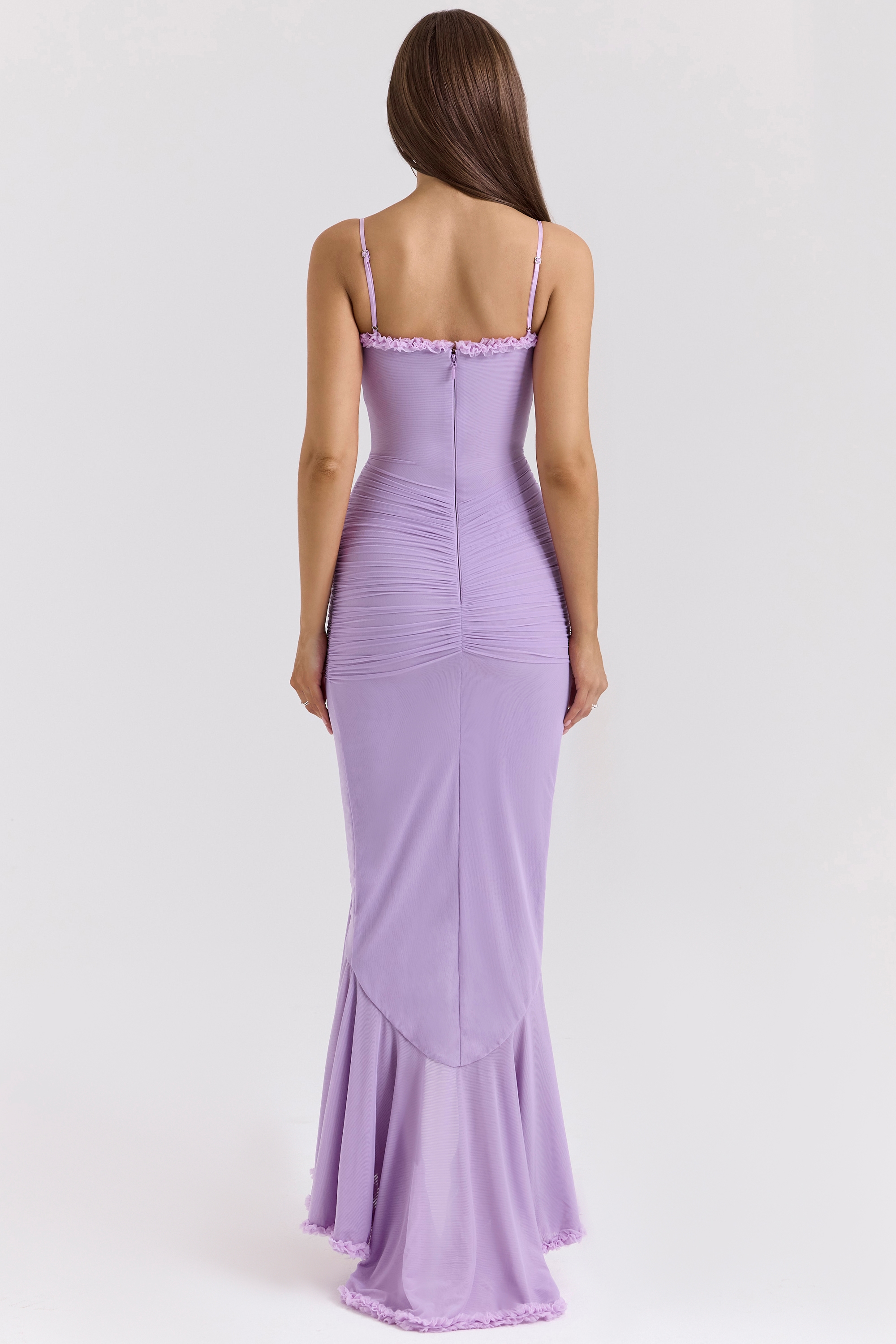 Gabbi  Orchid Mesh Ruffled Front Gown — image 7