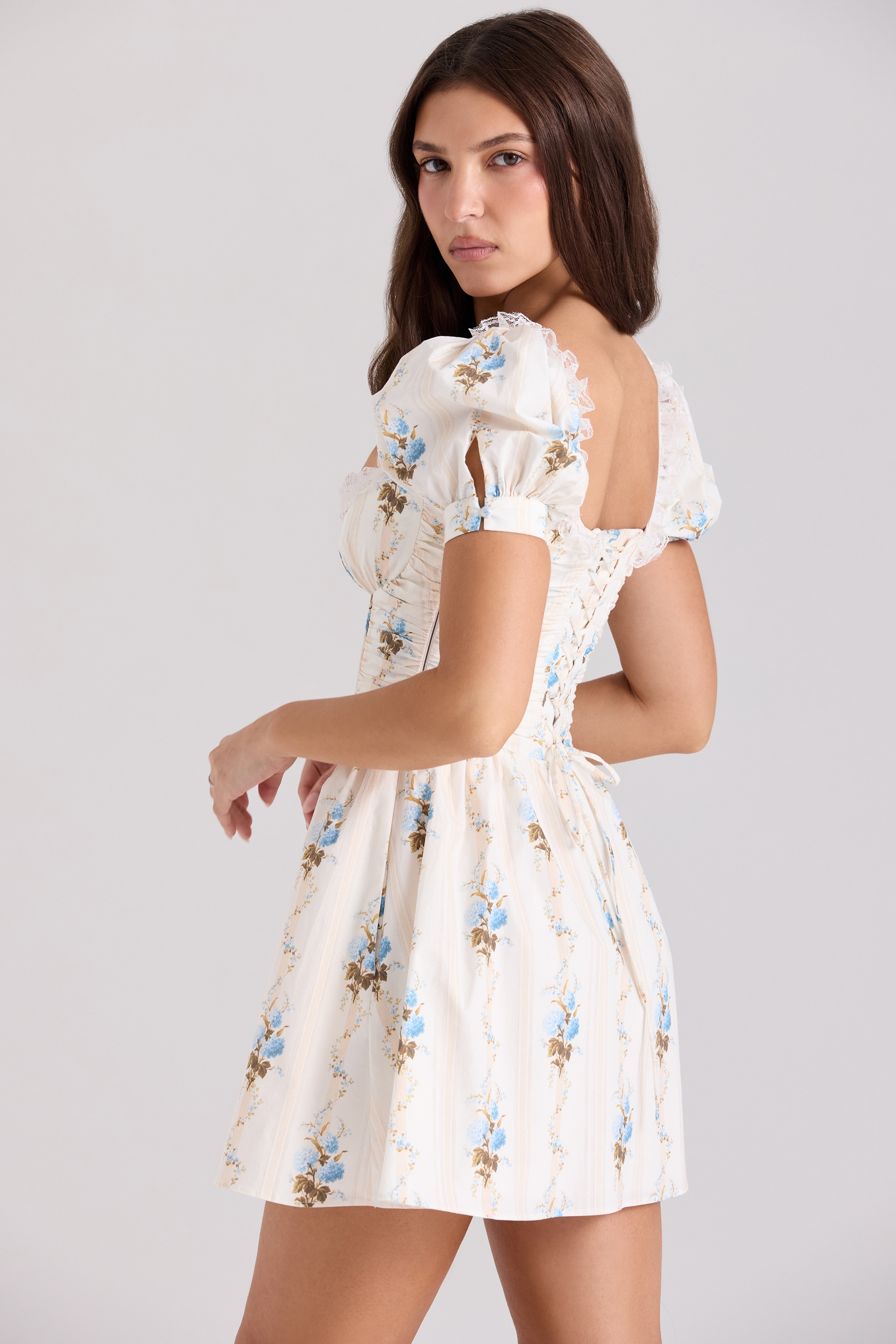Issa  Cream Floral Print Cotton Mini Dress — image 6