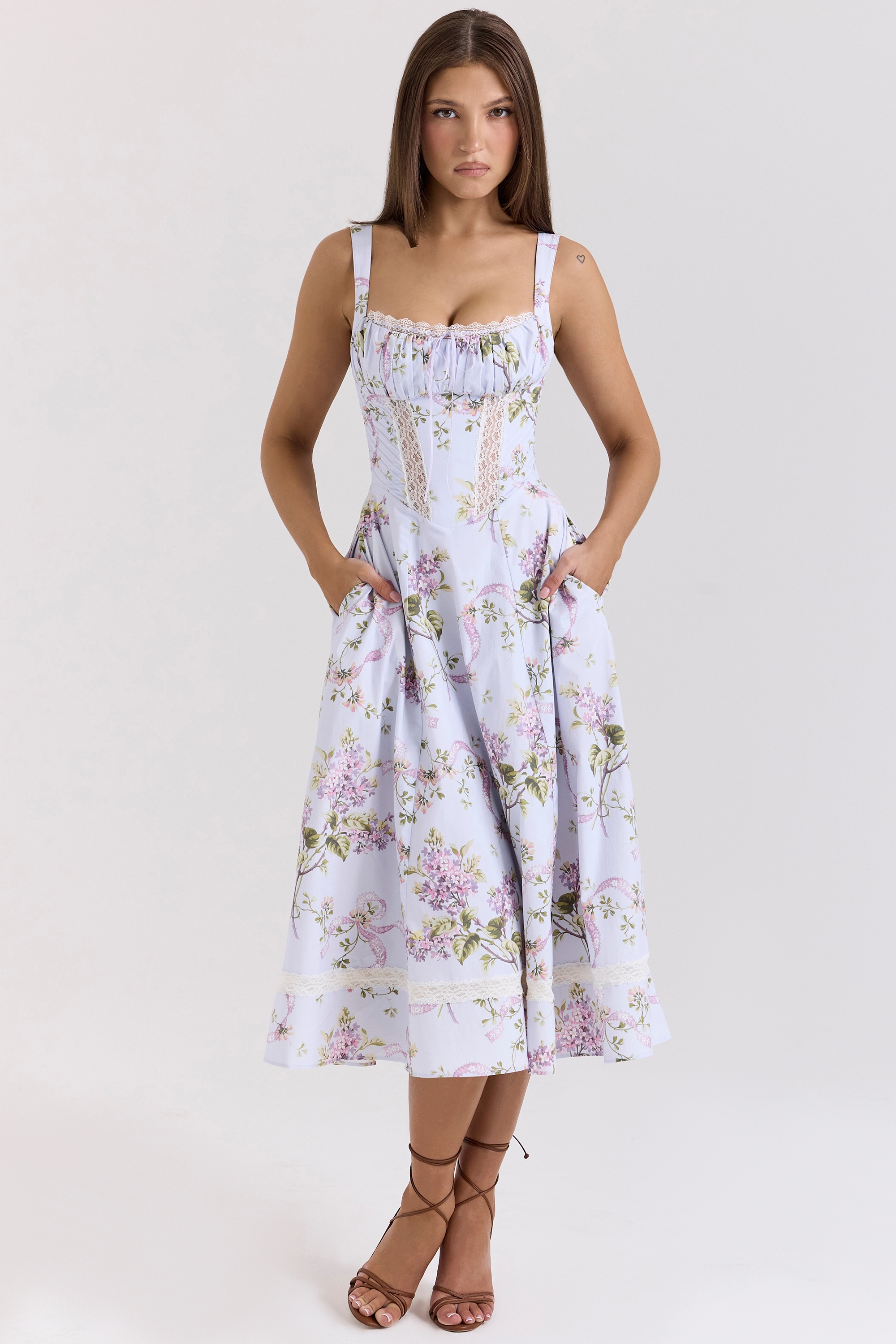 Kim  Lilac Floral Cotton Midi Sundress — image 1