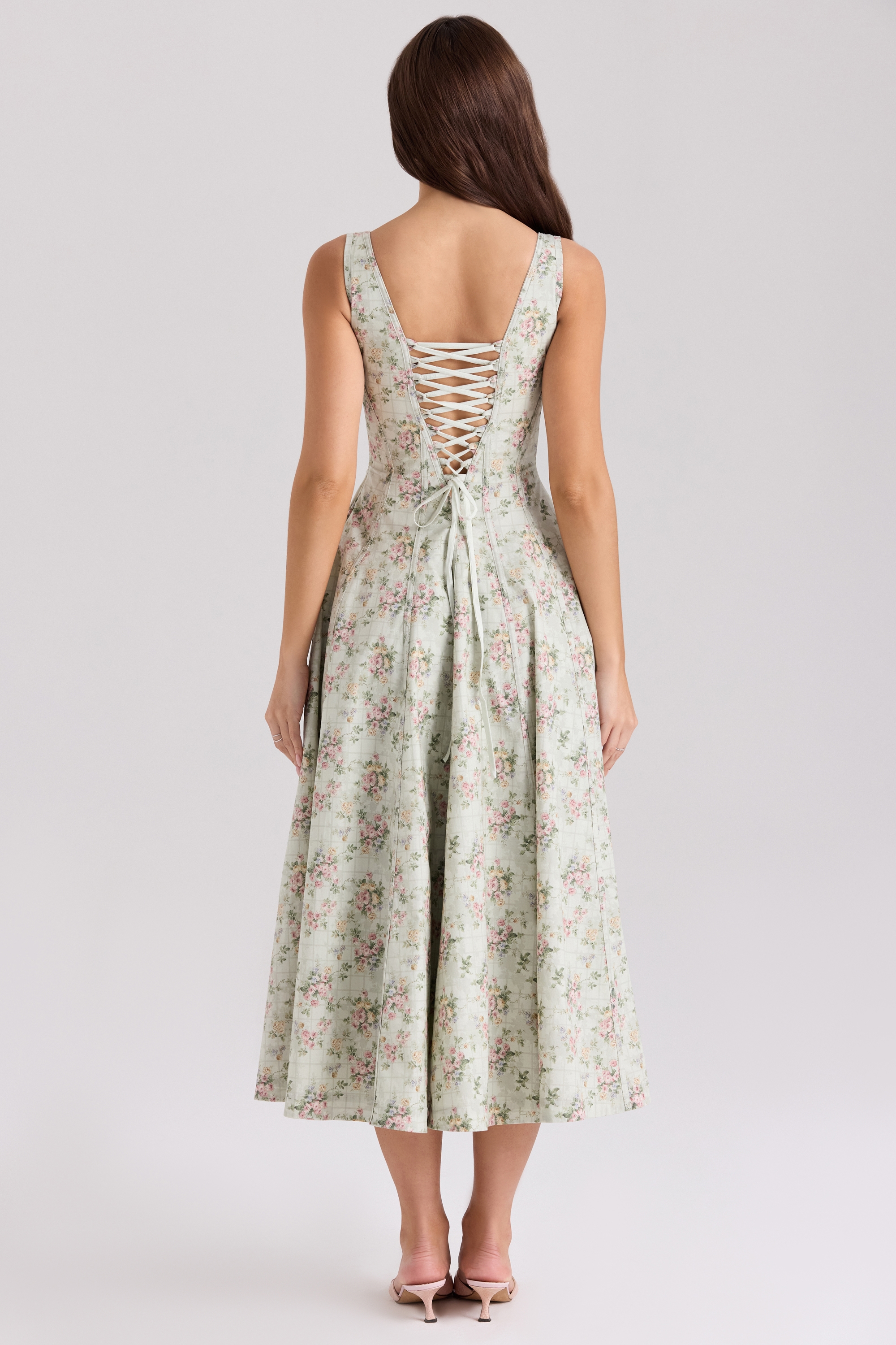 Mariabella  Sage Floral Print Cotton Midi Dress — image 7