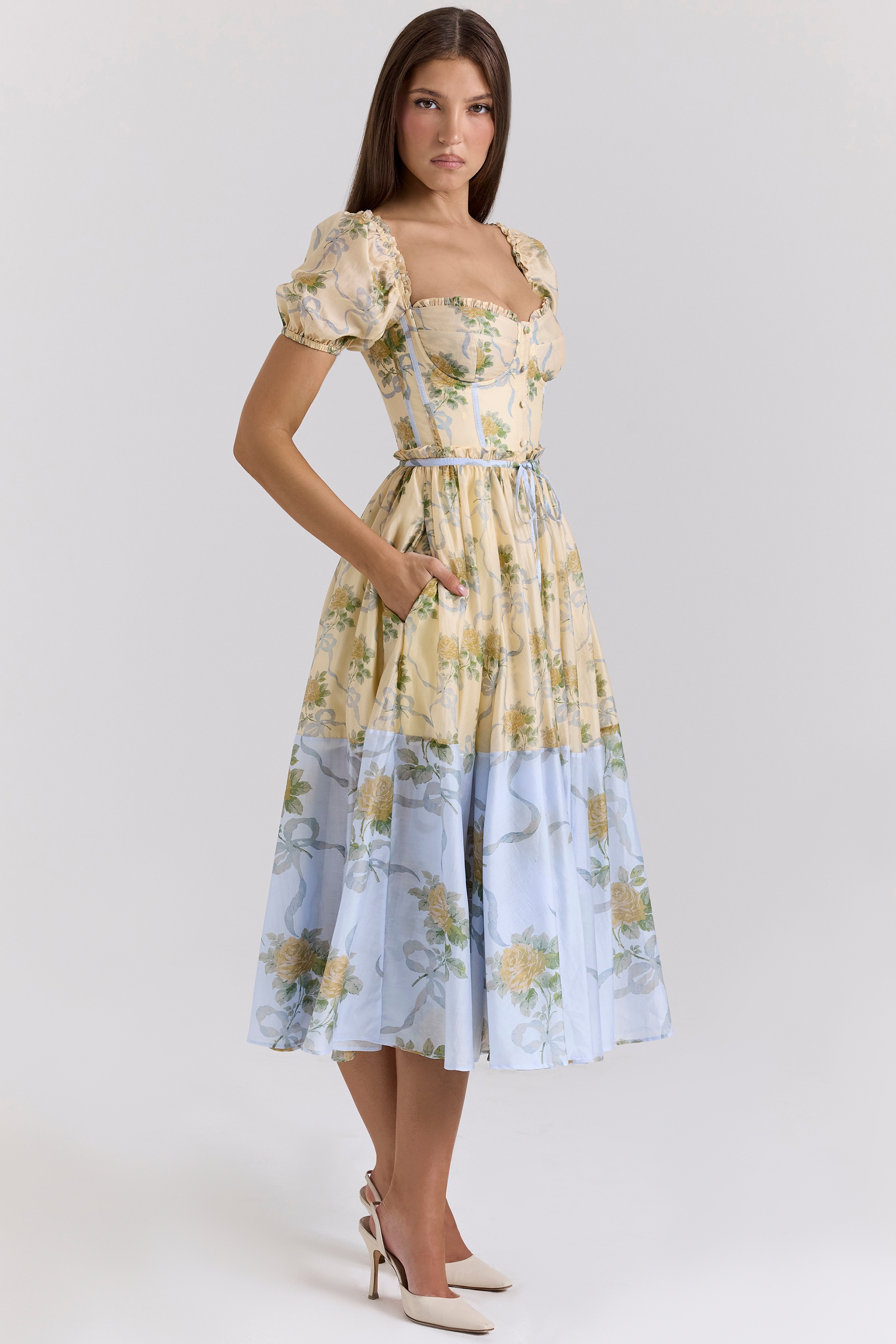 Penelope  Lemon Vintage Rose Chiffon Midi Dress — image 5