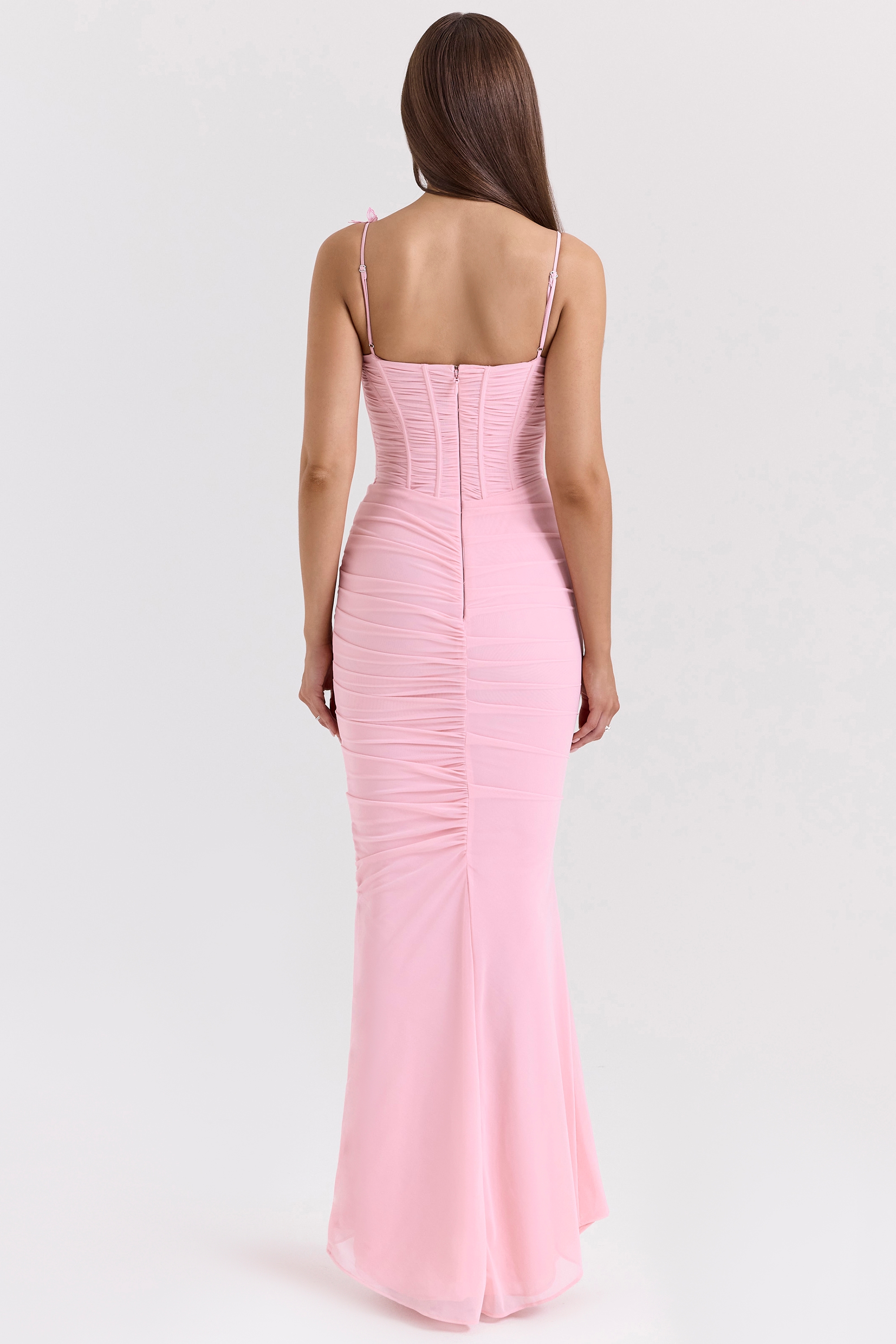 Romola  Pink Stretch Mesh Butterfly Maxi Dress — image 8